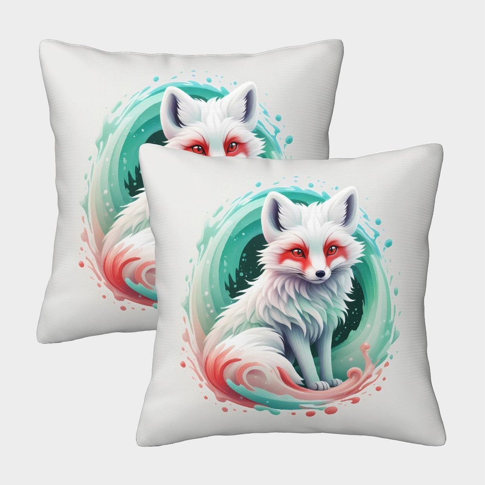 QFVANSIYO Artistic 3D Printed Fox Pillowcase Microfiber Bedding Decor Fox Pillow Cover Soft Breathable for Bedroom Sofa 50x50cm