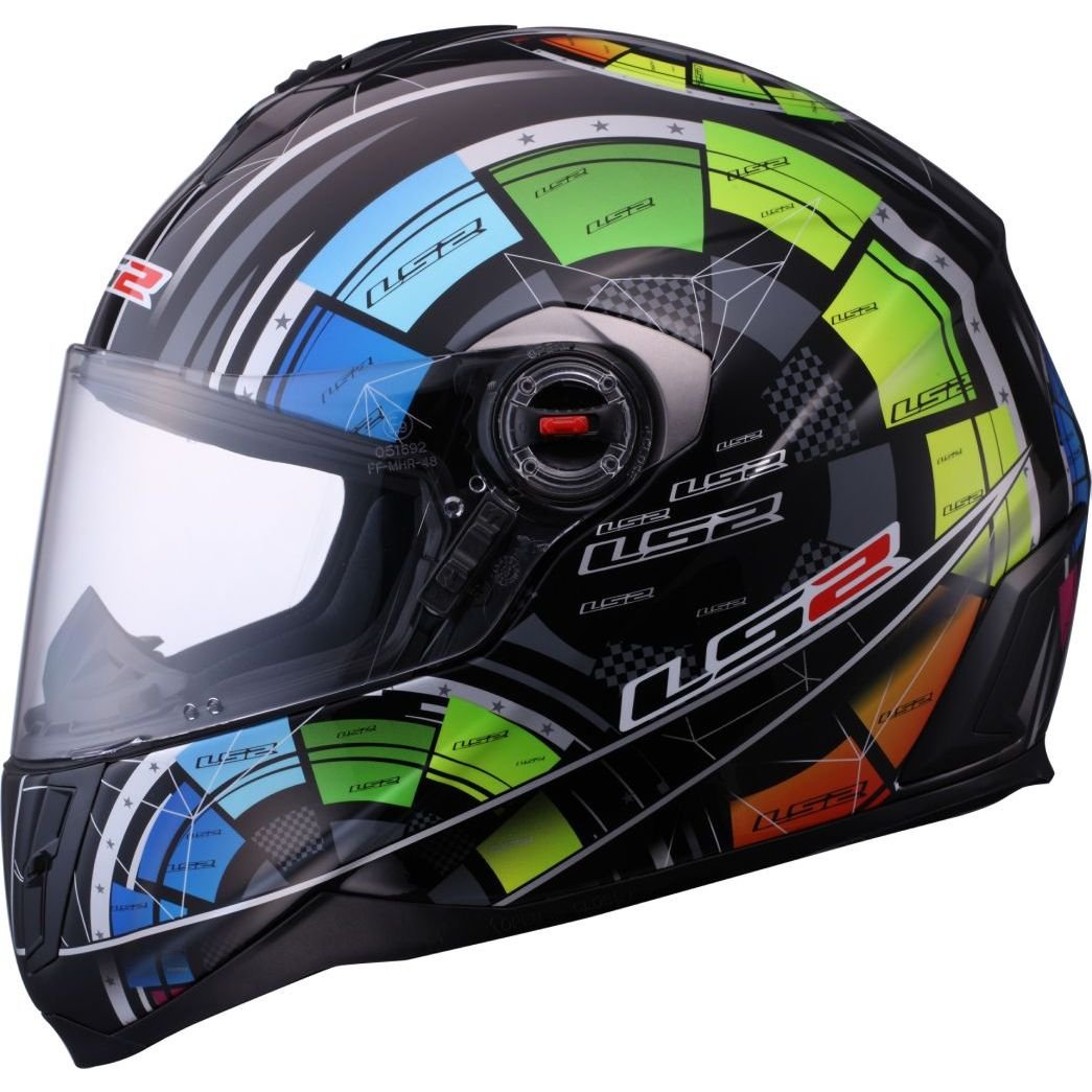 LS2 FF387 Helmet with Tech Graphic (Black, X-Small) Automotive