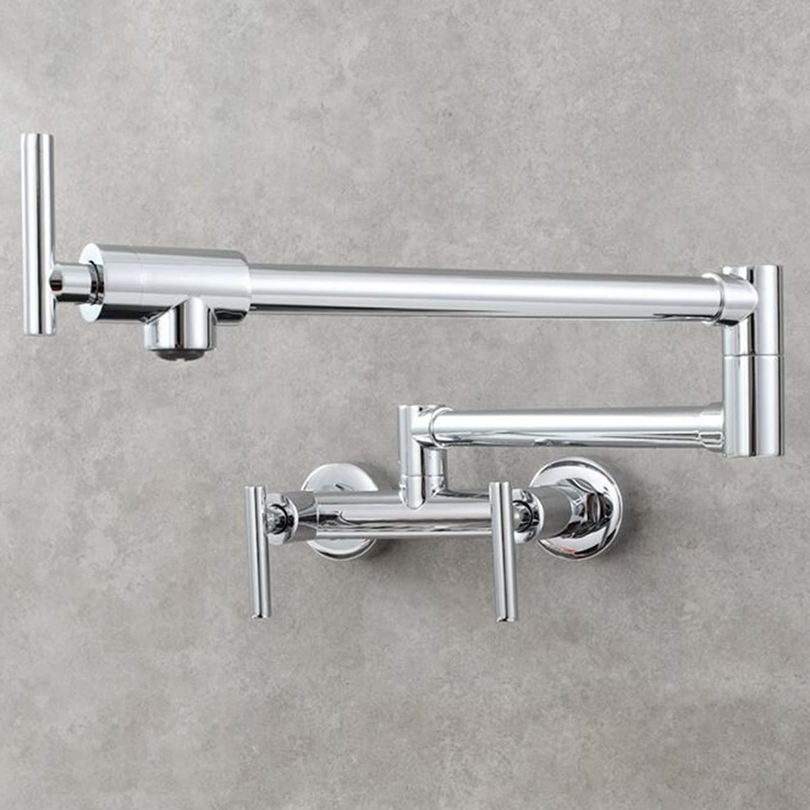ASerZenith Kitchen Tap Wall Mount, Kitchen Sink Taps Brass Folding Hot And Cold Swivel Kitchen Sink Faucet-Chrome