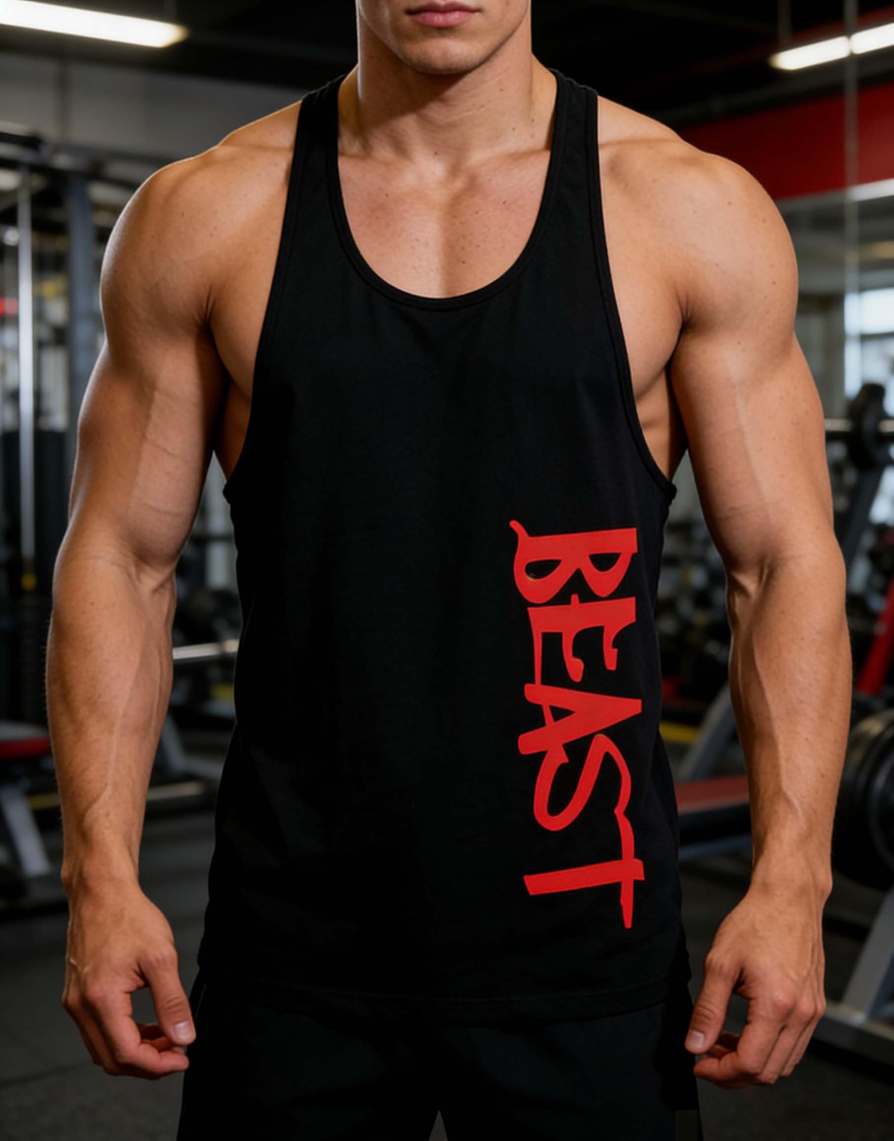 Męski tank top Beast Gym koszulka ze stringami, bawełna