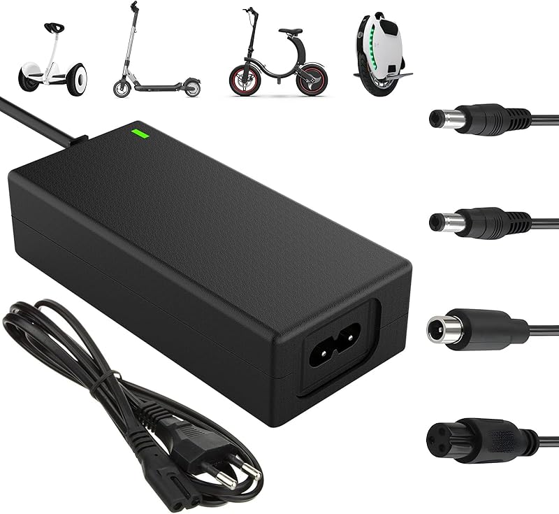 Chargeur Trotinette Electrique, 42V 2A Chargeur Hoverboard 36V Trottinette Batterie avec 4 Connecteurs pour Hoverboard, Scooter Électrique, Planche à Dérive, Xiaomi M365/Pro 2