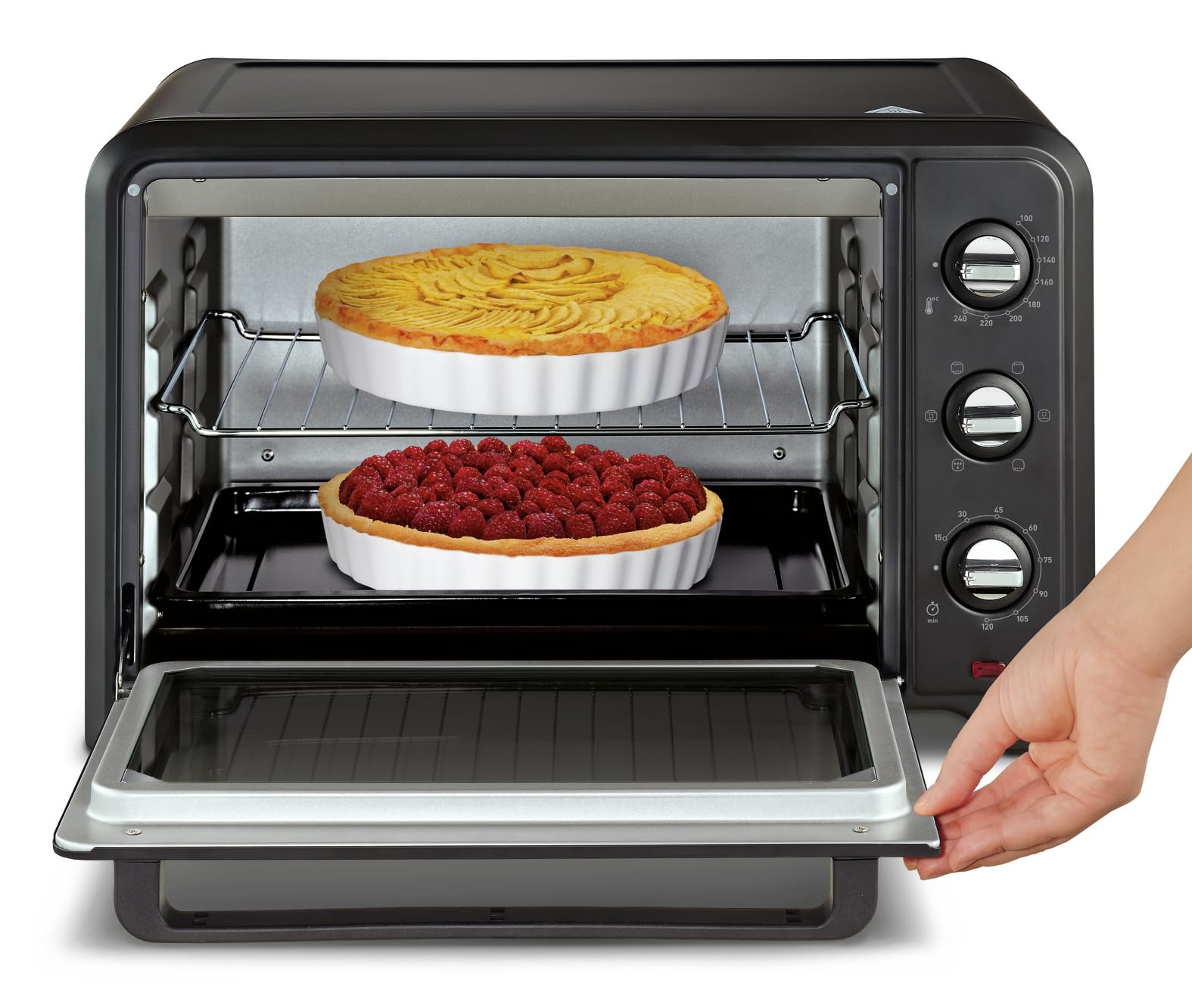 Moulinex Ox4648 Optimo Forno Elettrico Ventilato 33 Litri, Potenza 1600 W, Max 120°C, Forno per Pizza, Carne, Pesce, Dolci, Fornetto Elettrico, 6 Modalità di Cottura, Timer, 2 Accessori, Nero