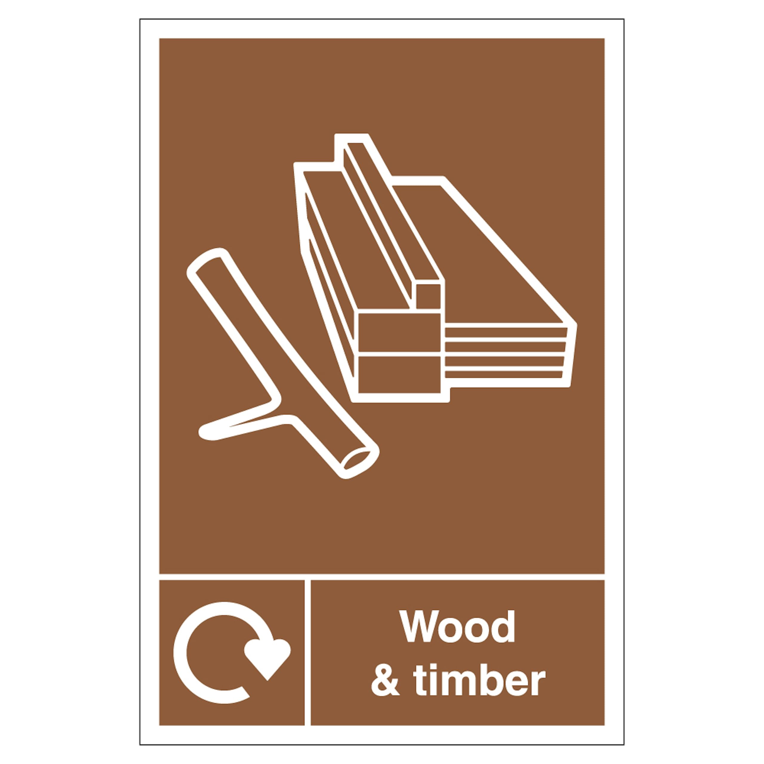 V Safety WRAP - Wood And Timber Recycling 450 x 600 mm - 2mm Rigid Plastic Safety Sign
