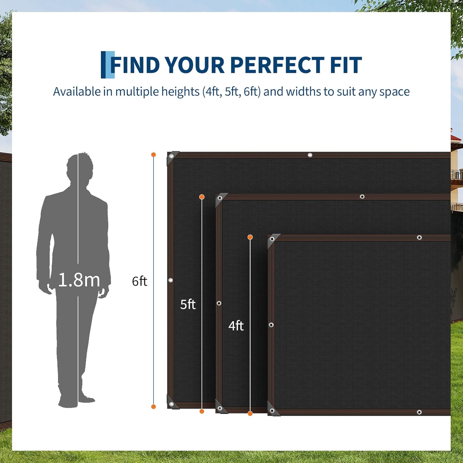 HDPE 180 GSM Garden Privacy Net - 5x50 ft Privacy Screen, Garden Privacy Net Shade Cloth, Cover Garden Fence Netting, Privacy Mesh for Garden