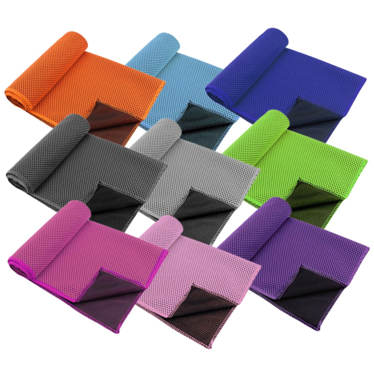 Anneome 9 Piezas Toalla Deportiva de Enfriamiento con Estuche Toalla de Secado Rápido Ligera y para Ejercicio Yoga Ciclismo y