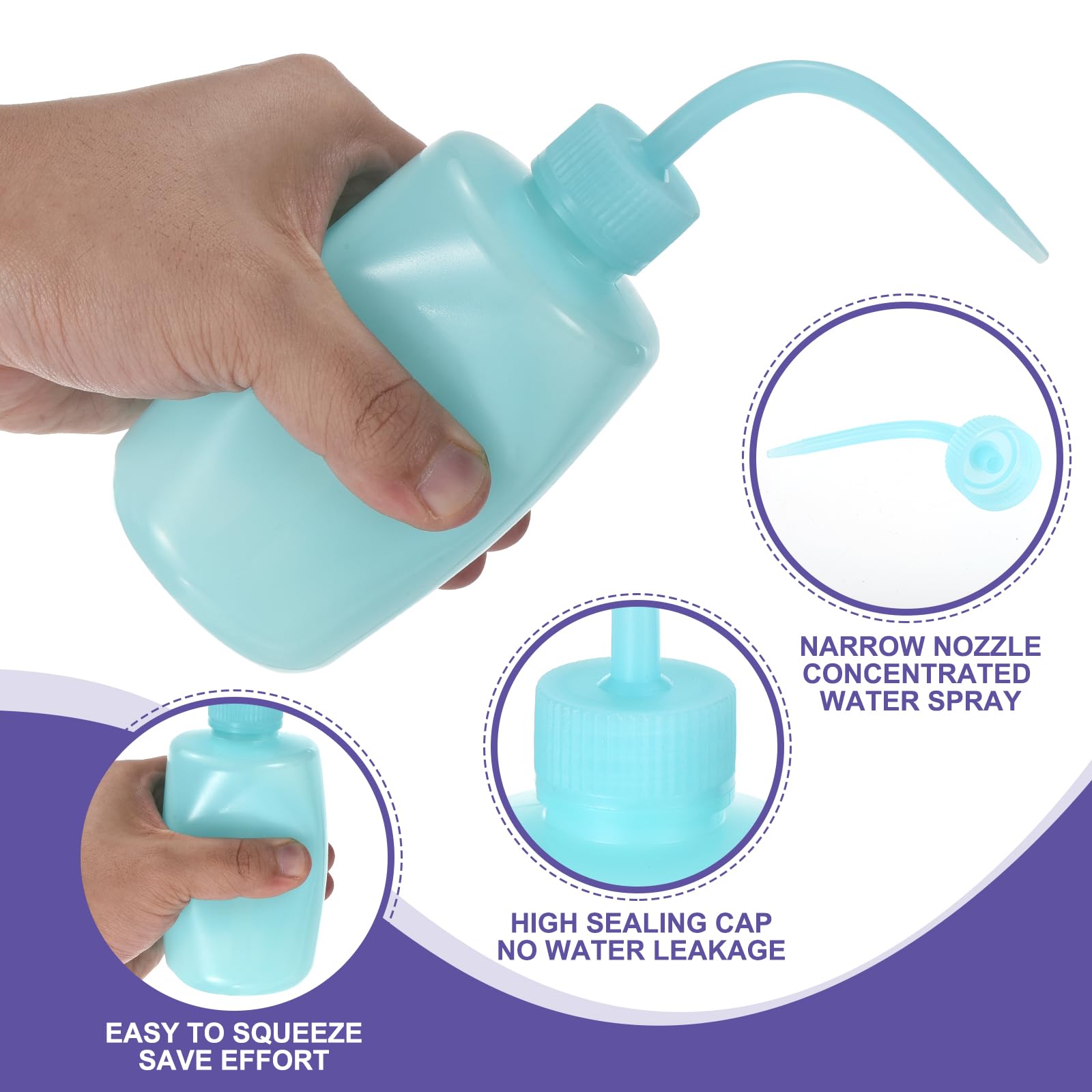 PATIKIL 18 botellas exprimibles de laboratorio de 8 onzas, botellas de plástico de seguridad de 250 ml, botella de tatuaje para limpieza, herramientas de agua, experimentos de riego de plantas,