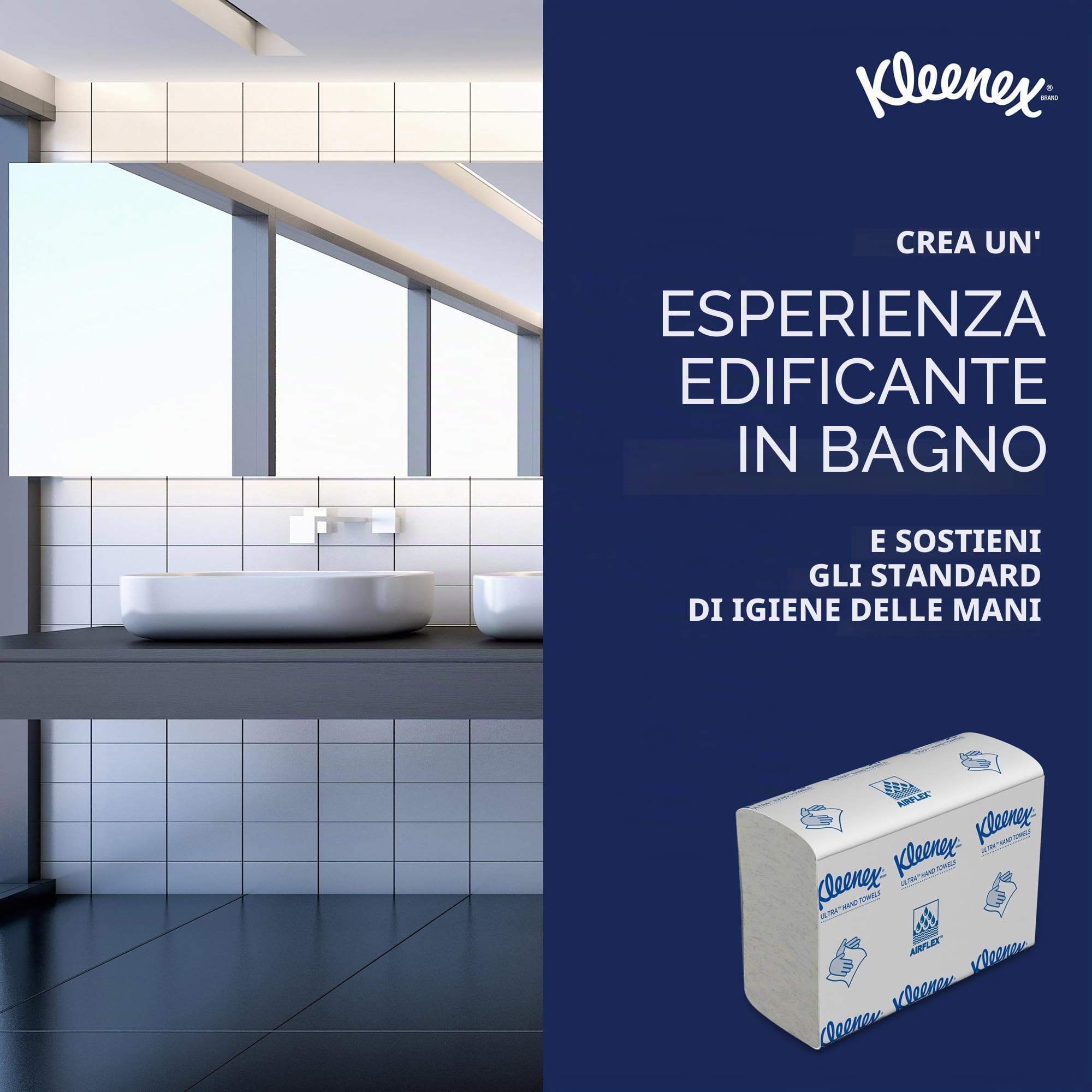 Kleenex Ultra Asciugamani intercalati bianchi 4633 - asciugamani di carta monouso a 2 veli - 18 confezioni x 150 asciugamani di carta piccoli (totale 2.700)