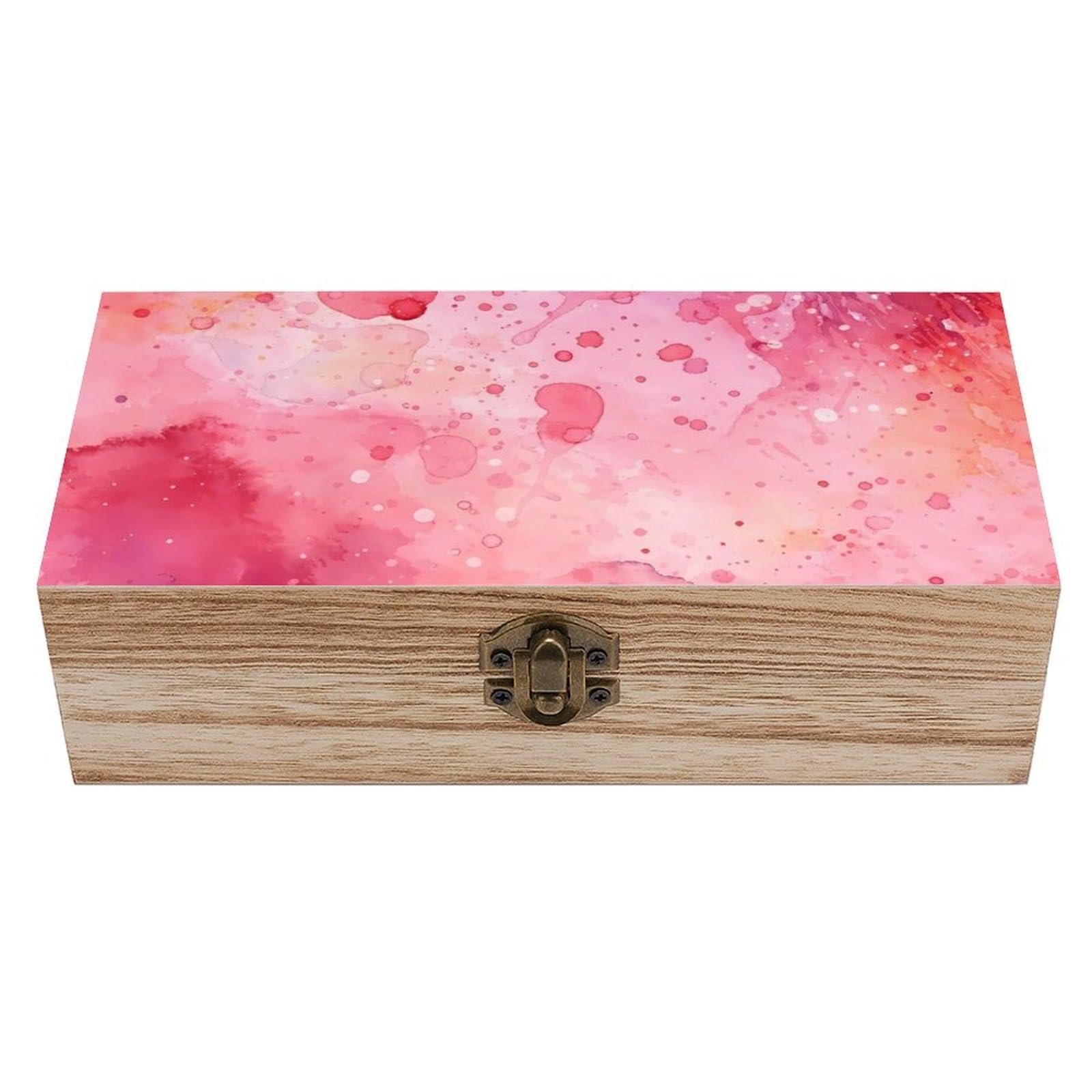 HLBSDM Smeared Pink Wooden Storage Box