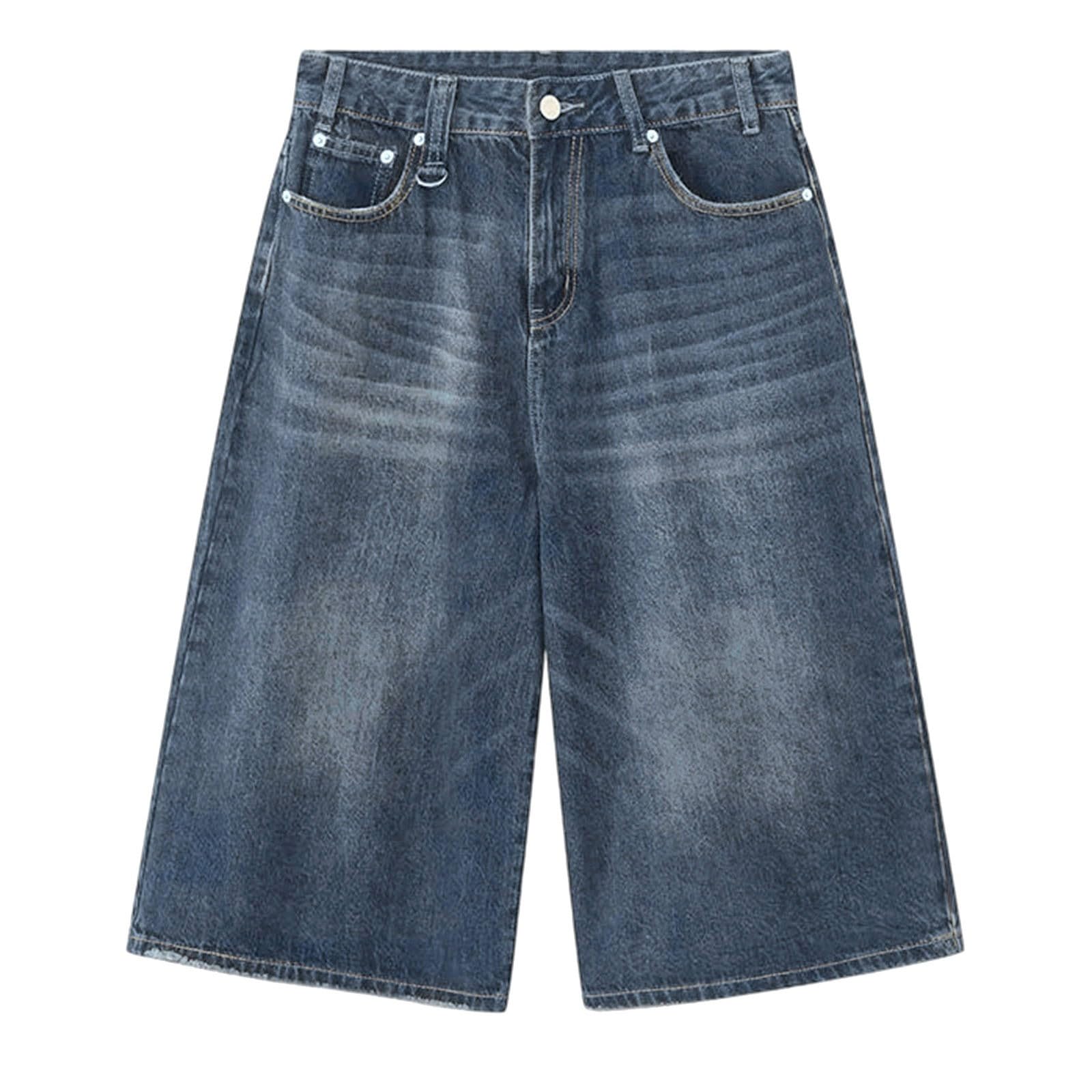 Générique Short en Jean Femme Ete Jean 3/4 Ample pour Femme Décontracté Jambe Large Longueur Genou Shorts Jeans Confortable et Casual Pantacourt avec Poches Style Streetwear pour Loisirs Quotidiens