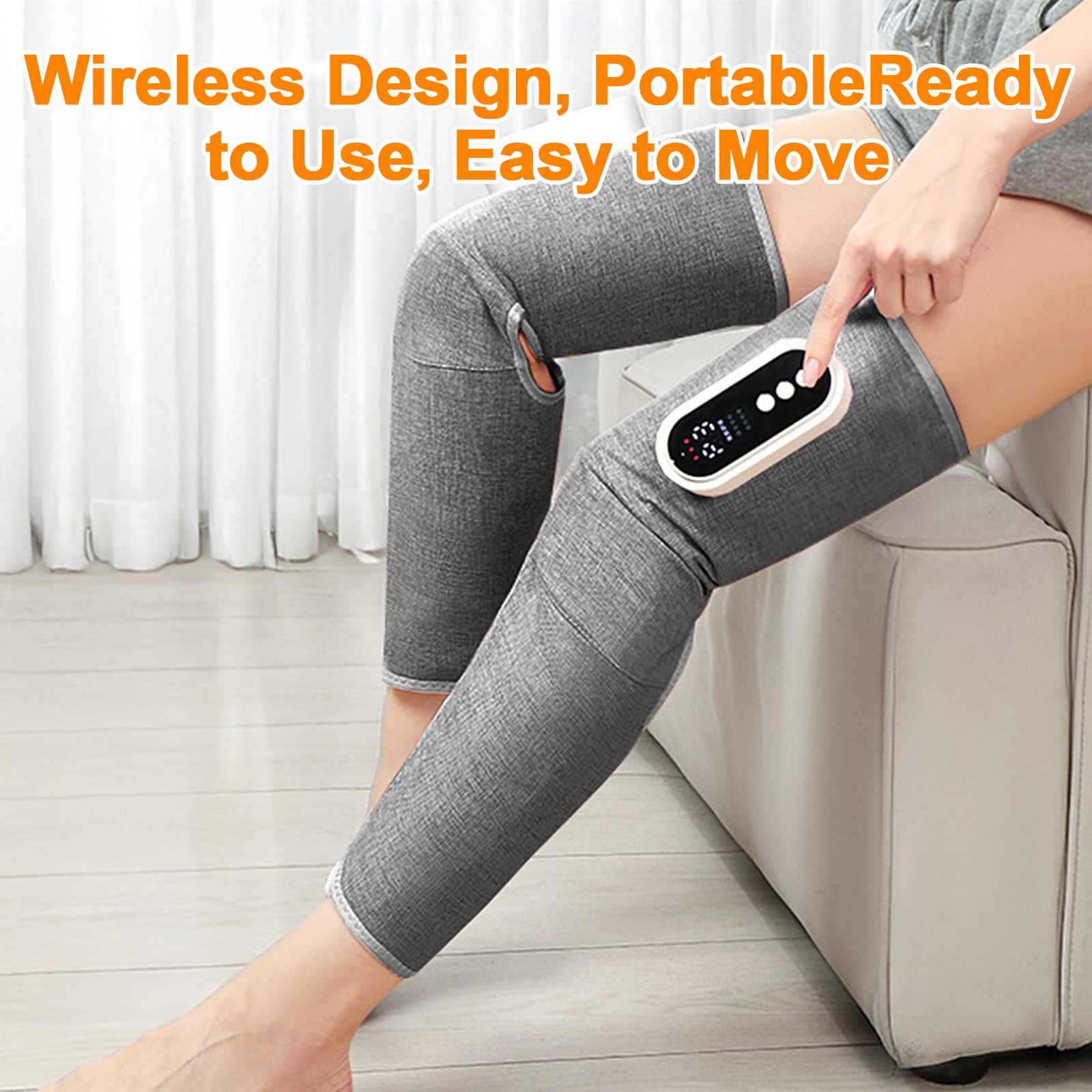 Masajeador Eléctrico de Piernas, 3 Modos de Masaje para Aliviar el Dolor con USB Recargable, 3 Niveles de Intensidad y Temperatura para Promover la Relajación Muscular