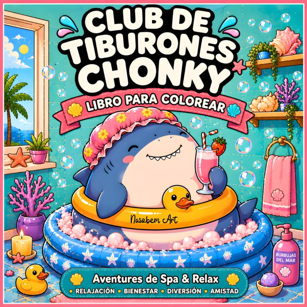 Club de Tiburones Chonky Libro para Colorear: Aventuras de Spa & Relax: Libro de colorear para adultos y jóvenes con más de 40 imágenes "Awkwardly ... para relajación, bienestar y autocuidado