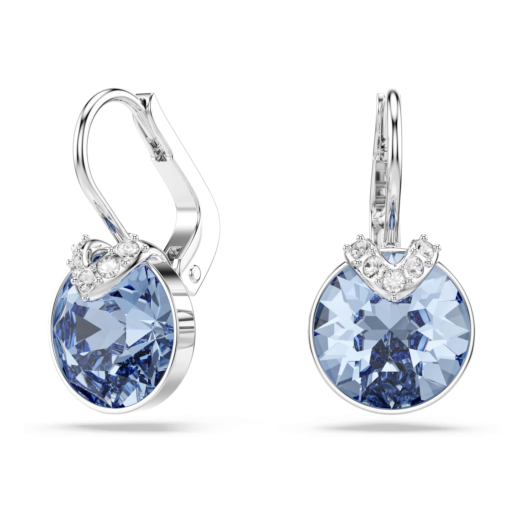 Swarovski Bella V Orecchini Pendenti, Gioielli con Cristalli Blu Swarovski, Pietre Preziose a Taglio Round, Placcatura in Tonalità Rodio, 1,9 x 1 cm, peso (singolo orecchino) 1,7 g