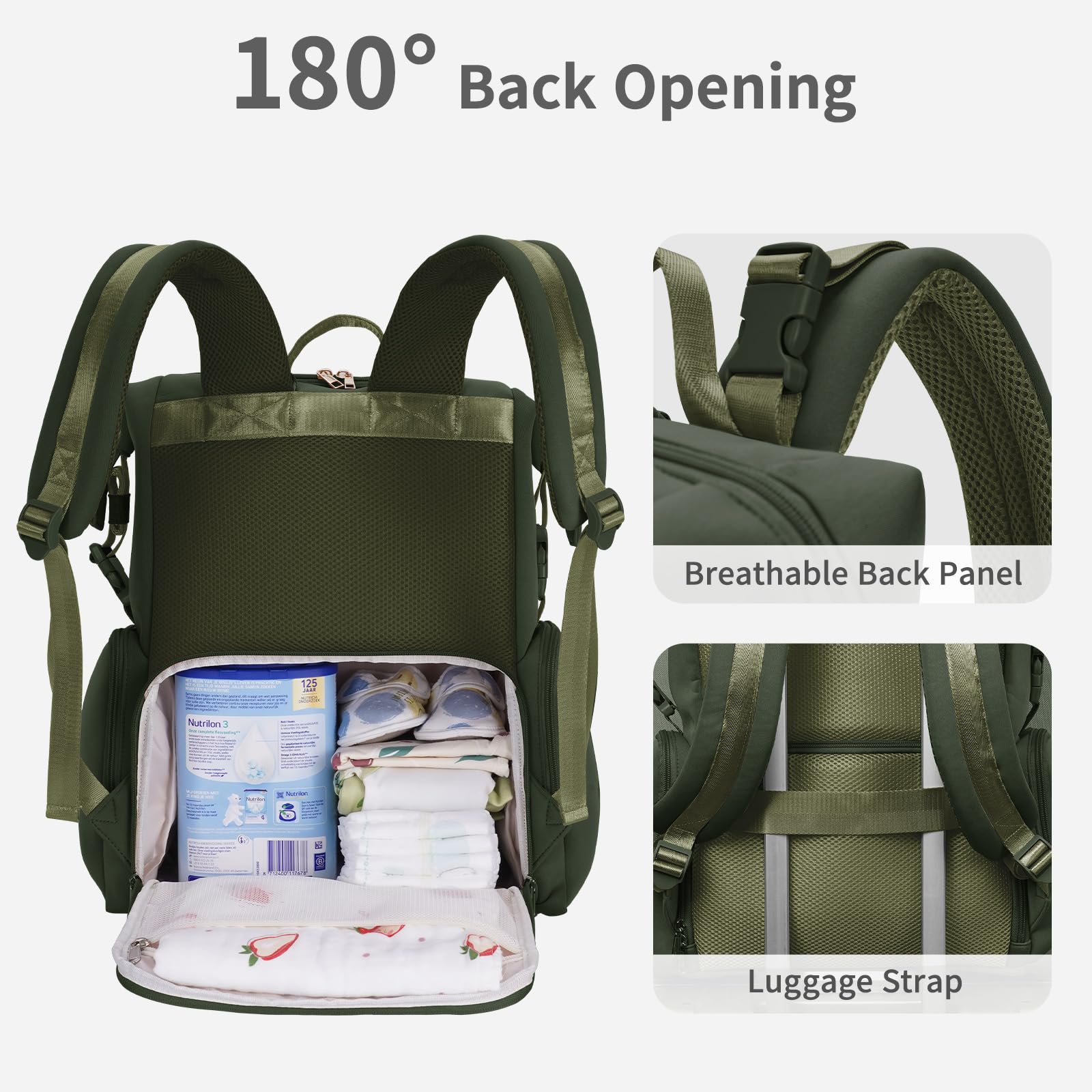 CEI-CEI Mochila Cambiador Bebé Pañalera Impermeable de Neopreno Grande con Bolsillo Térmico Mochila Carro Bebé para Viajes Incluye Cambiador Portátil