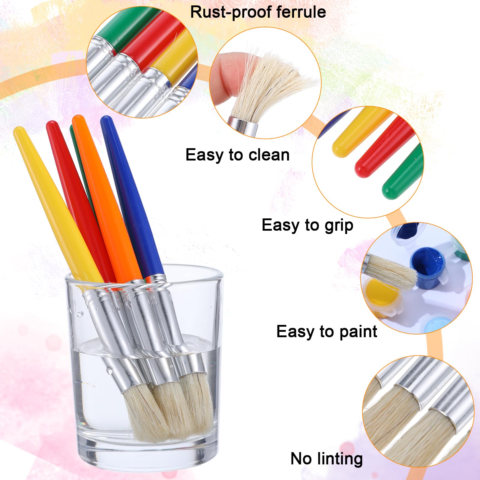 Lot de 10 pinceaux plats multicolores pour enfants - Pour peinture acrylique - Aquarelle Lot de 10 pinceaux plats multicolores pour enfants - Pour peinture acrylique - Aquarelle