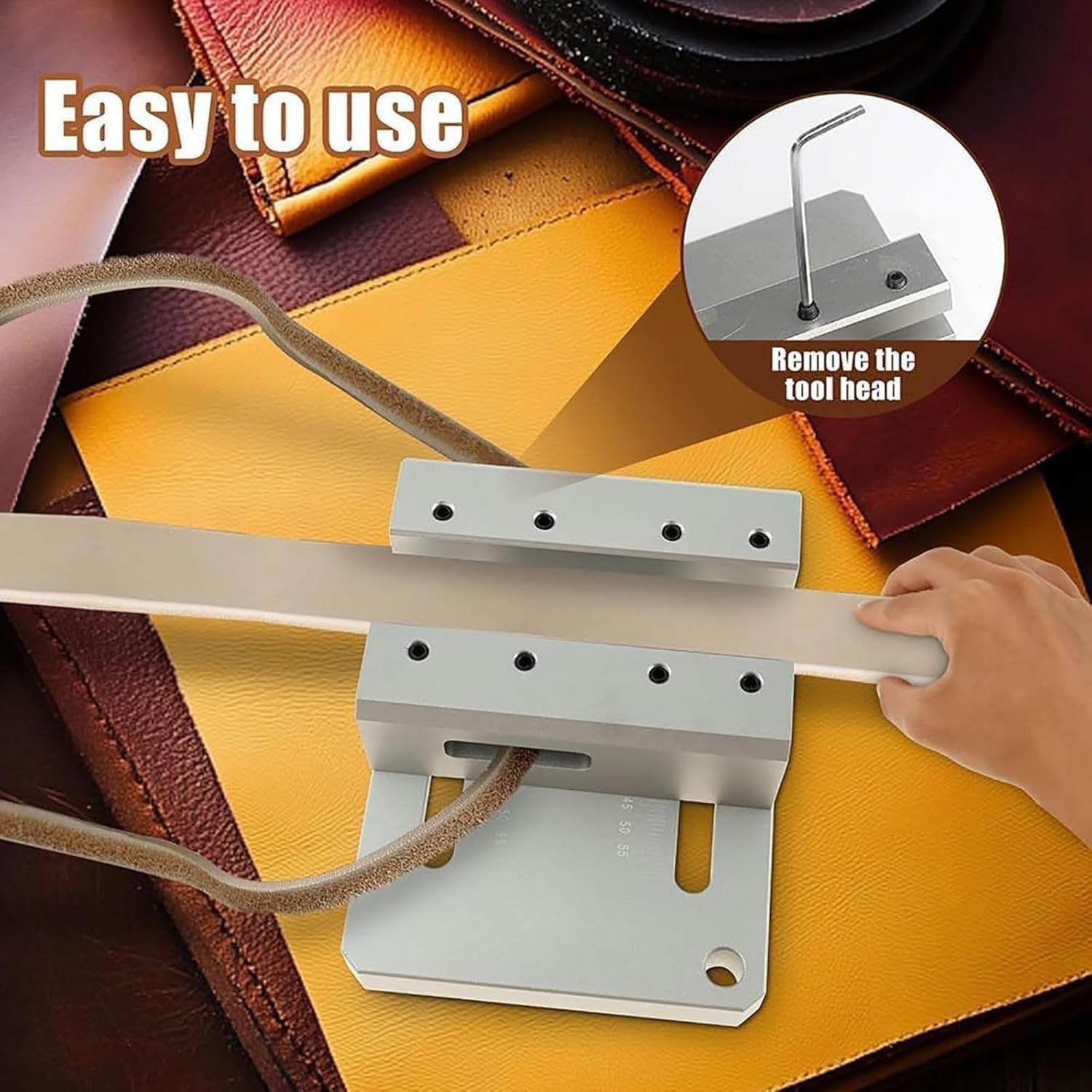 Cortador de cuero manual con ancho ajustable para bricolaje y recorte de bordes