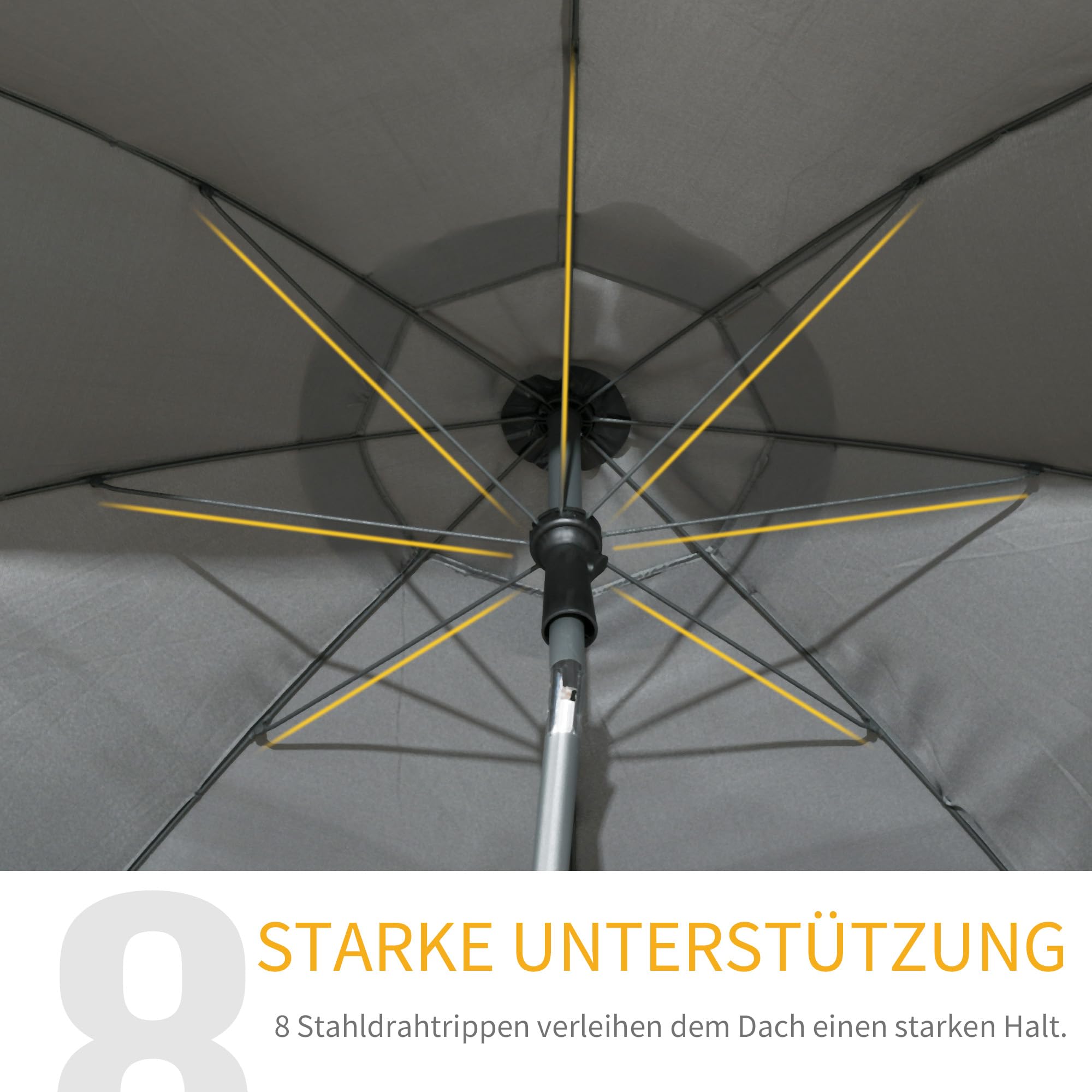 Outsunny Sonnenschirm Strand Ø180 cm UV 50+ windfest stabil Strandschirm mit UV-Schutz sturmfest Balkon-Schirm faltbarer Gartenschirm sicherer Sonnenschutz für Reisen Strand Balkon Camping