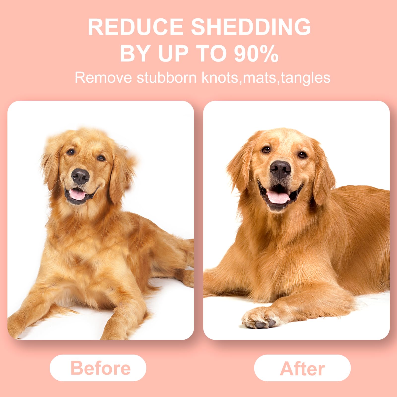 NursCare Pet Grooming Brush, Double Sided Undercoat Rake for Dogs & Cats, Professional Deshedding Brush and Dematting Tool - Image 4