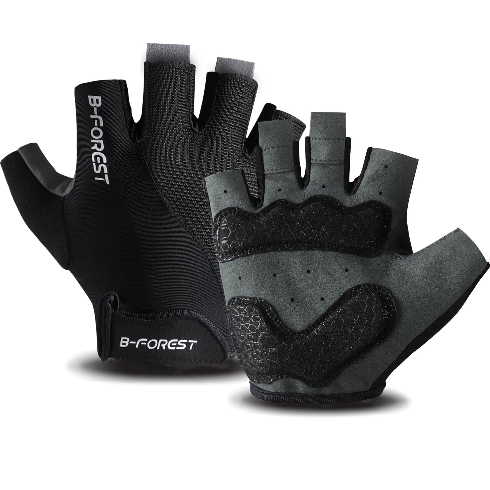 SkrekuiMa Kurzfinger Fahrradhandschuhe Herren Damen, Atmungsaktiv Sommer Radhandschuhe mit Gel Polsterung, rutschfest Stoßdämpfend für MTB Rennrad Citybike