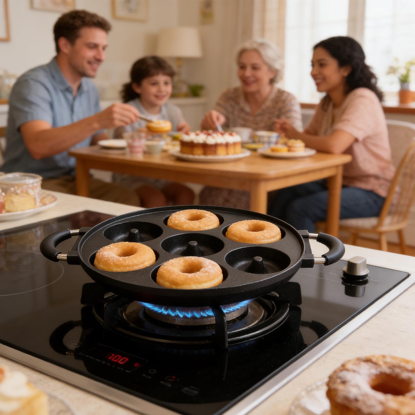 Molde para Donuts Molde de 7 cavidades de aluminio antiadherente de fácil | Utensilio para Hornear Donuts Para Freidora de Aire, Horno, Cocinar, Desayunos, Pasteles, Decoración
