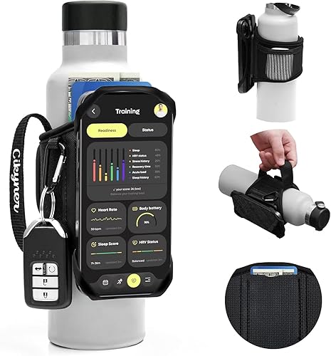 Cikyner Correa para botella de agua, soporte para botella de agua para teléfono celular, giratorio de 360°, bolsa para botella de agua extraíble,