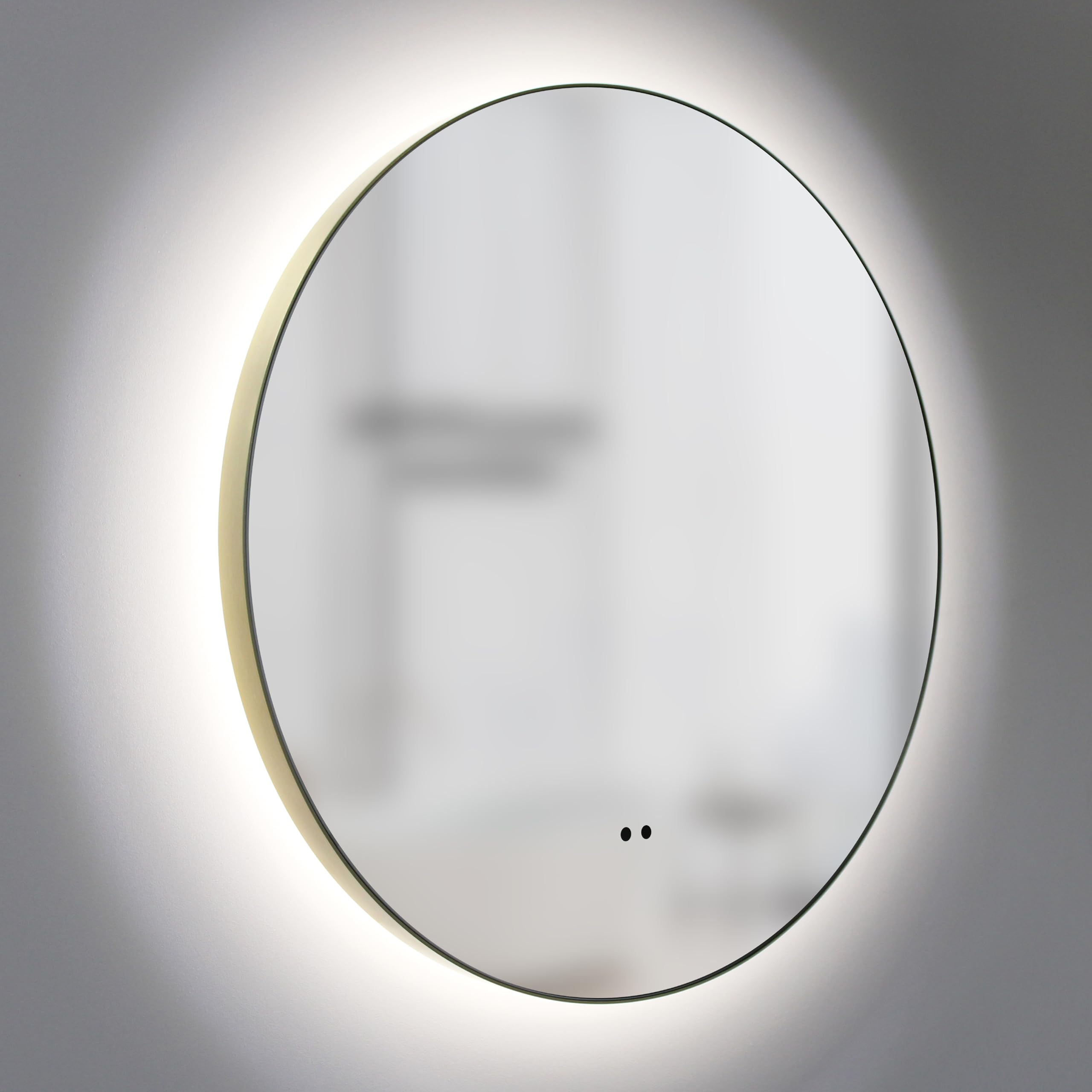 Talos Specchio da bagno a LED rotondo Verona Shine in oro opaco Ø 50 cm – Specchio con funzione sensore mano Wave – adatto per ambienti umidi grazie al telaio in alluminio