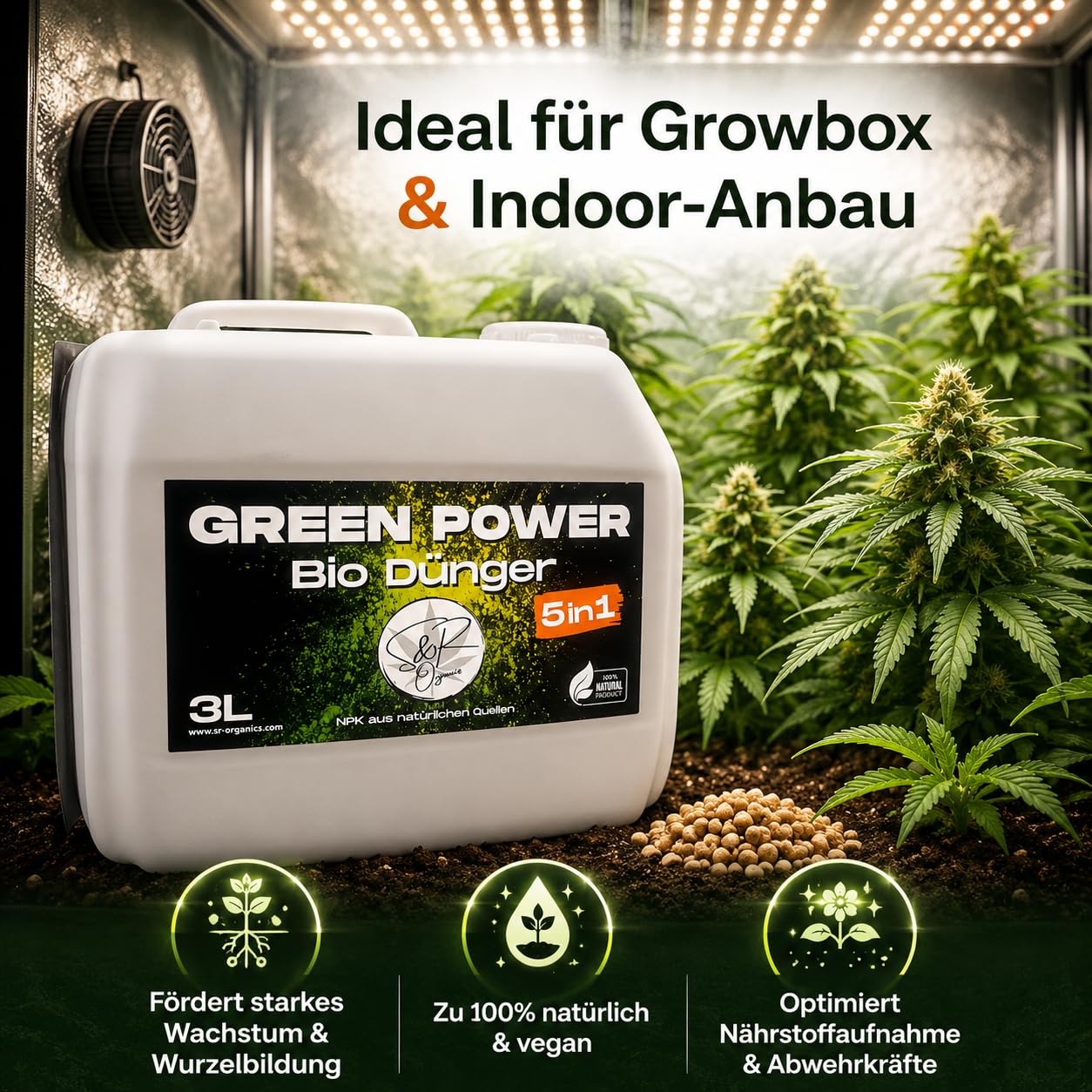 Green Power Bio Cannabis Dünger 5in1 S&R Organics für Wuchs und Blüte (3L)