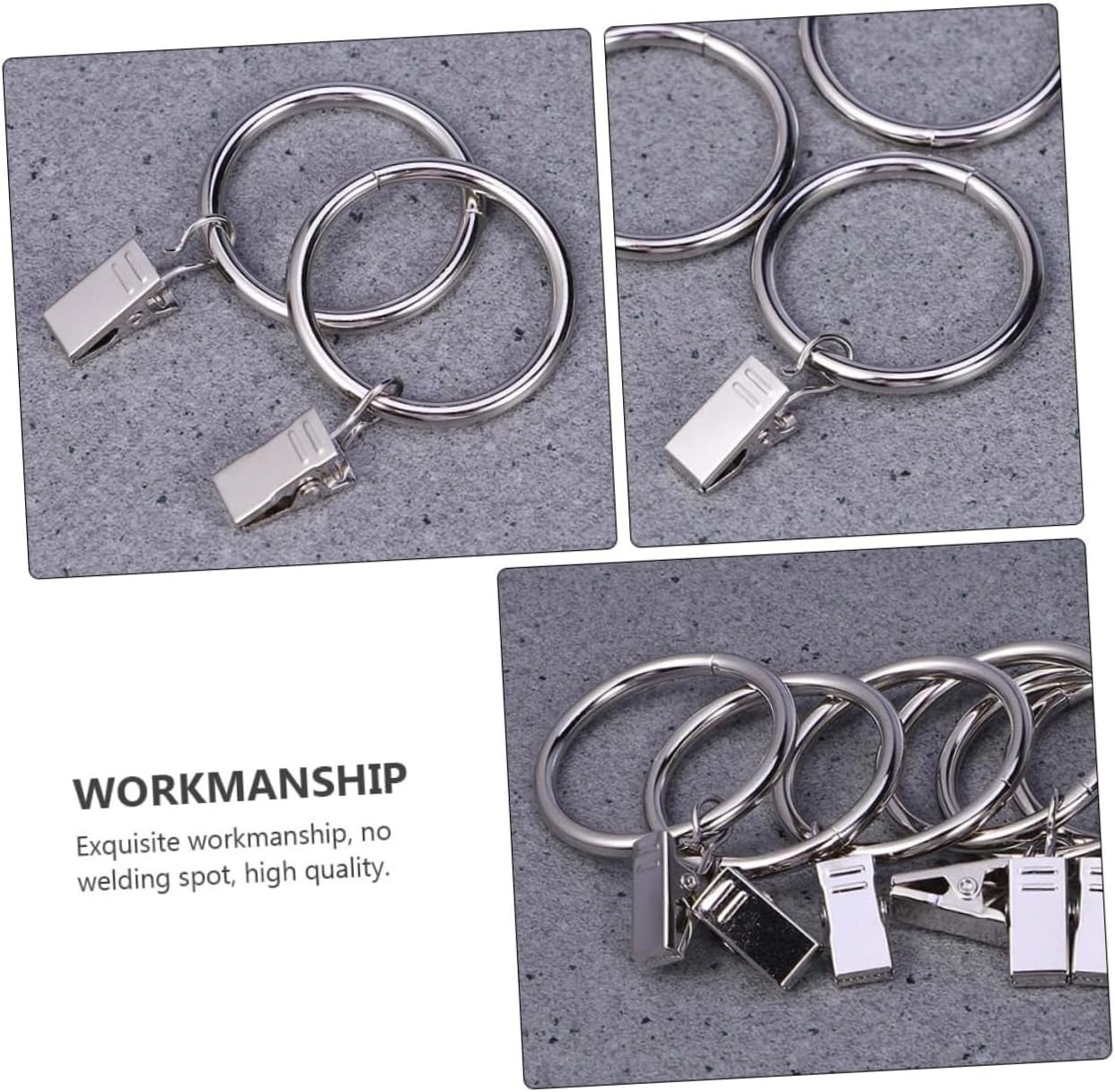1set Metal Drapery with Clips Split Design for Easy Installation Plating Material Convenient Curtain Hooks for Home Decor