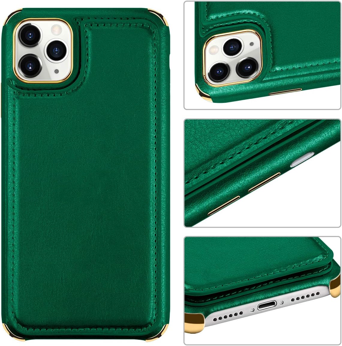 HianDier Wallet Case for iPhone 11 Pro Max Card Holder Case Double Magnetic Clasp Flip Cover Soft PU Leather Kickstand Dual Layer Shockproof Wallet Case for 2019 6.5 Inch iPhone 11 Pro MAX, Green