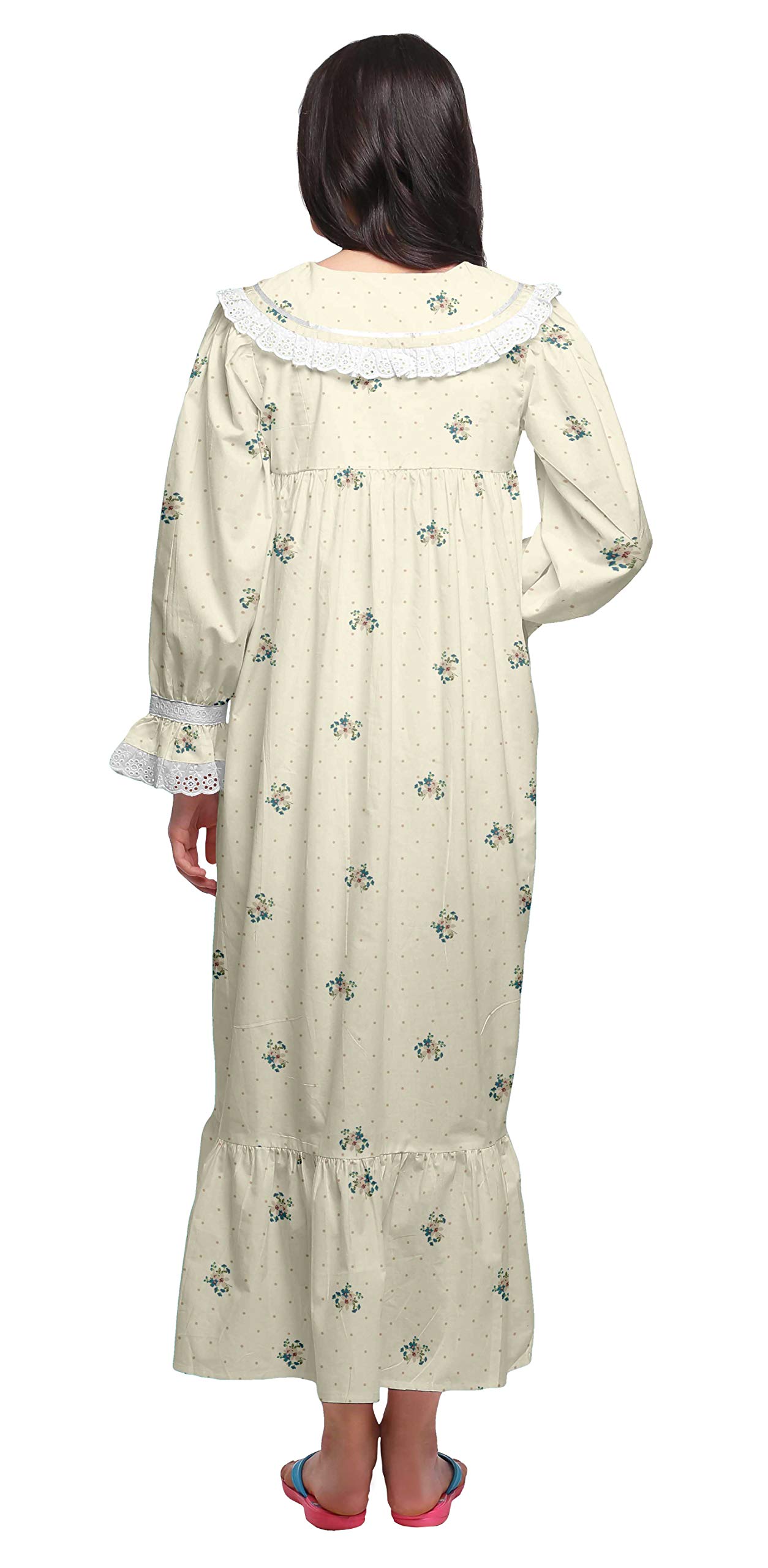Moomaya Camison De Algodon Estampado para Mujer Maxi con Borde con Volantes
