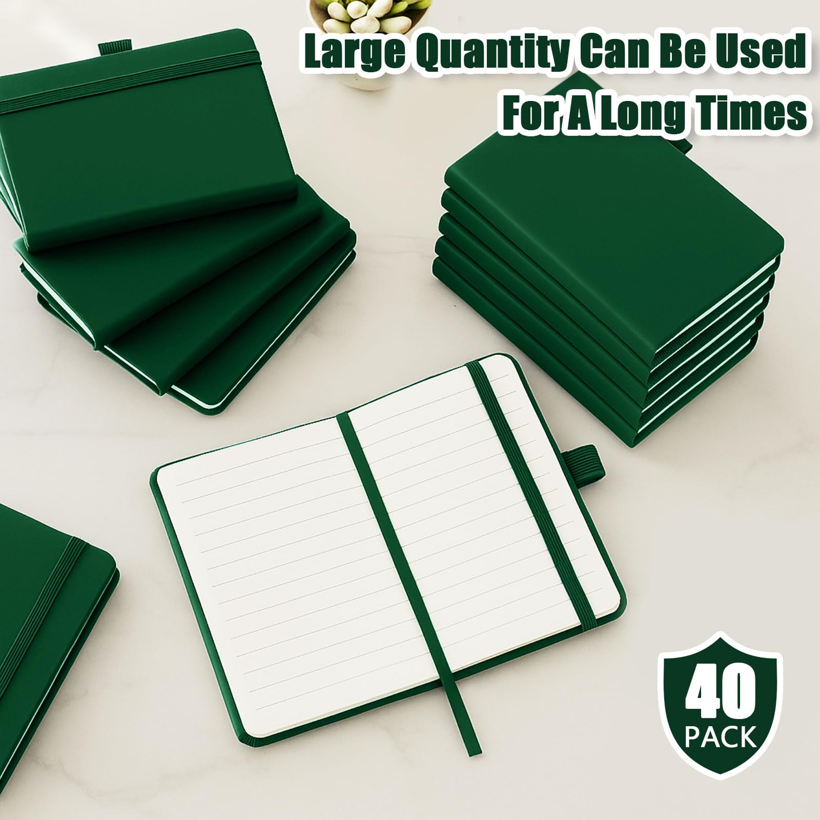 Laumoi Paquete de 40 cuadernos de bolsillo, tamaño A6, mini diario de tapa dura, cuadernos forrados de piel sintética de 3.5 x 5.5 pulgadas, bloc de notas pequeño con rayas universitarias con soporte