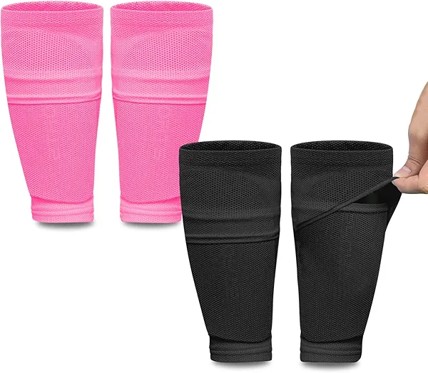 ATHCISE 2 Pairs Kids Youth Soccer Shin Guard Sleeves with Optimized Insert Pocket, Shin Pad Compression Sleeves for 3-15 Years Old Boys Girls Child Teens for Soccer Sport