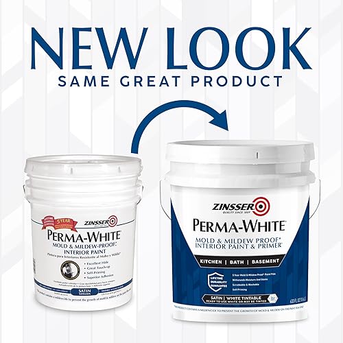 Miniatura 8 de Zinsser 2770 PERMA-WHITE - Pintura interior a prueba de moho y moho, 5 galones, color blanco cáscara de huevo