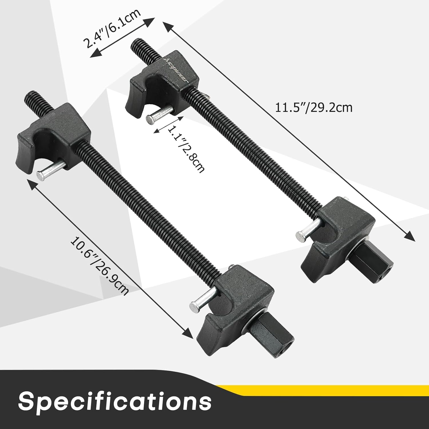 Macpherson Strut Spring Compressor Tool Kit | Universal Coil Spring Compressor Tool, 1/2" Square Drive Heavy Duty Strut Compressor for Car Truck Motorcycle,with Detent Pins,Set of 2,300mm