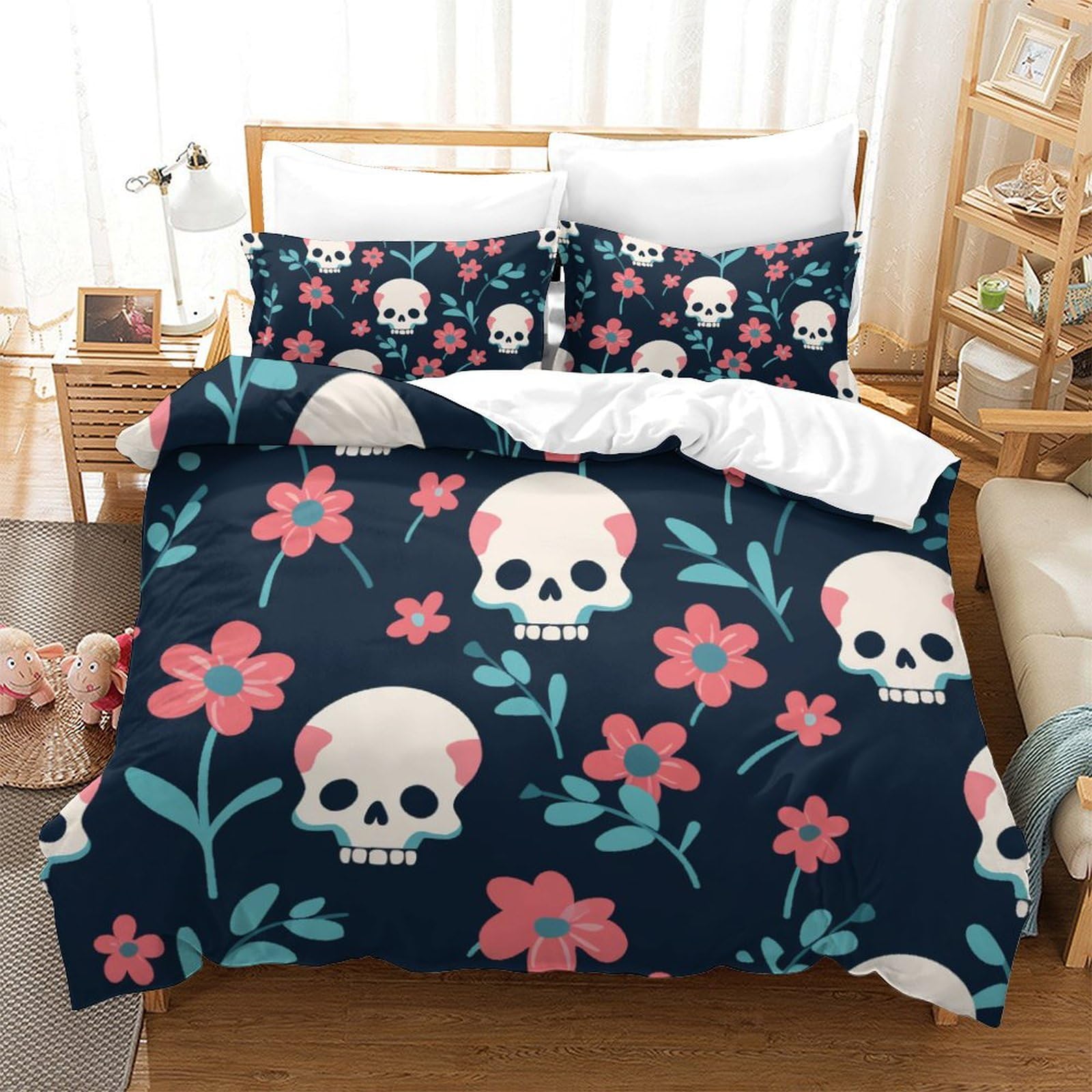 Housse de couette squelette en microfibre super douce 260x220cm