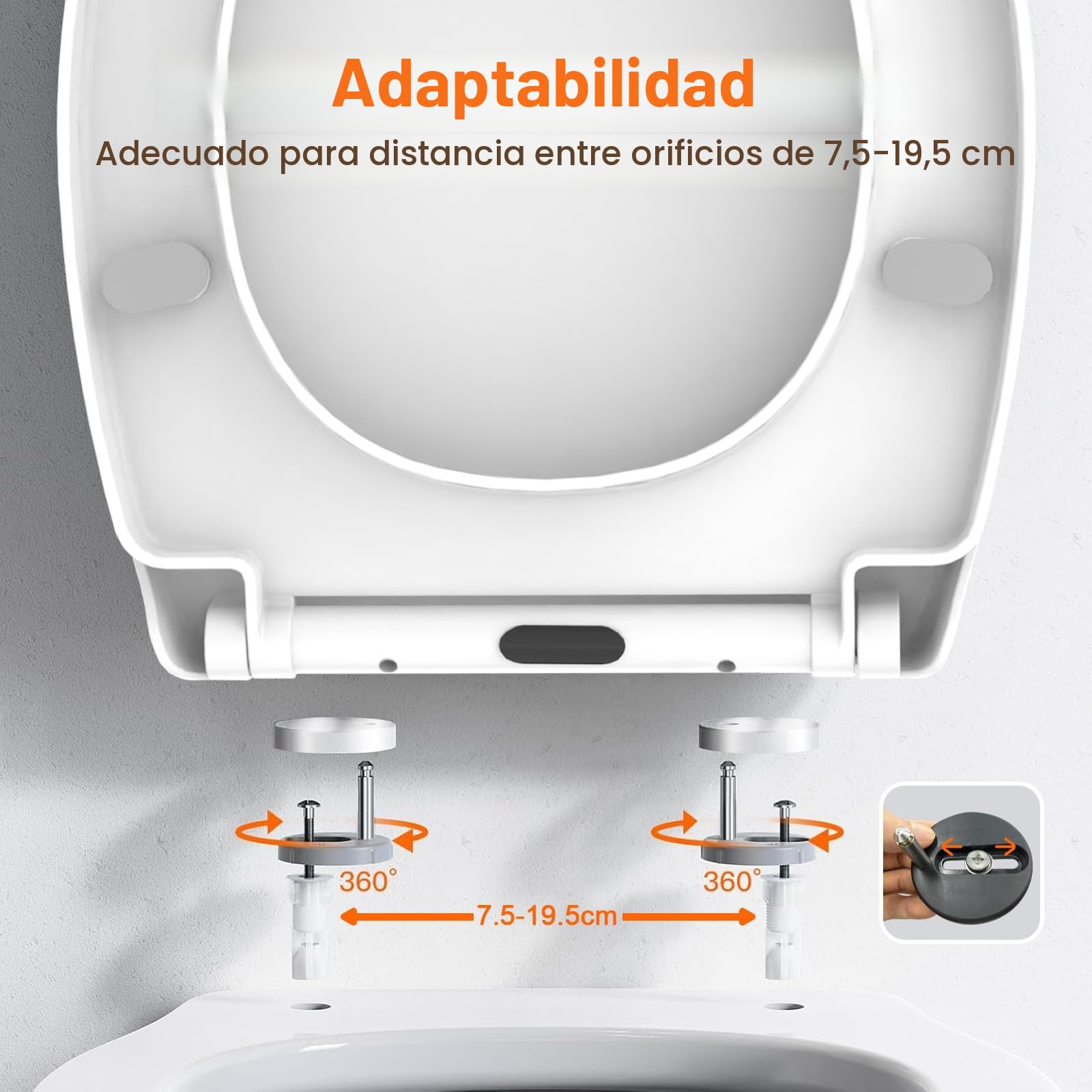 SURFOU Tapa WC Universal, Forma O Asiento Inodoro, Soporta Hasta 150 Kg Tapas de Water, Instalación Sencilla, Desmontaje Rápido y Cierre Silencioso, Adecuado para Baño