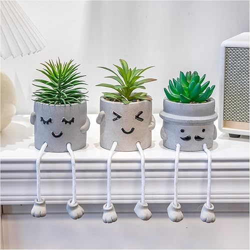 VENY TAYA 3 piezas de plantas artificiales lindas para decoración de oficina para mujeres y hombres, pequeñas plantas falsas para dormitorio y baño,