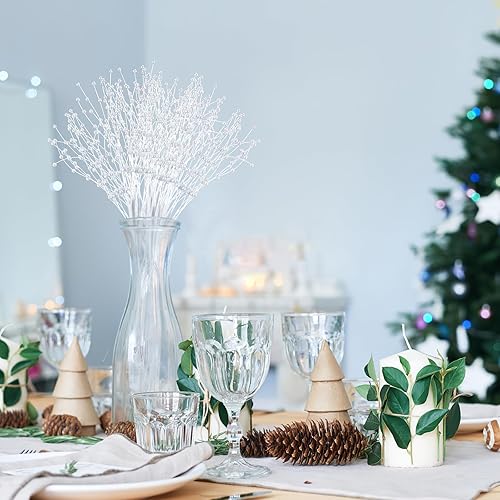 Miniatura 7 de Ultnice - 100 cuentas de perlas blancas de 22 pulgadas de plástico ABS duradero, decoración de boda, accesorios de ramo de novia, elegantes