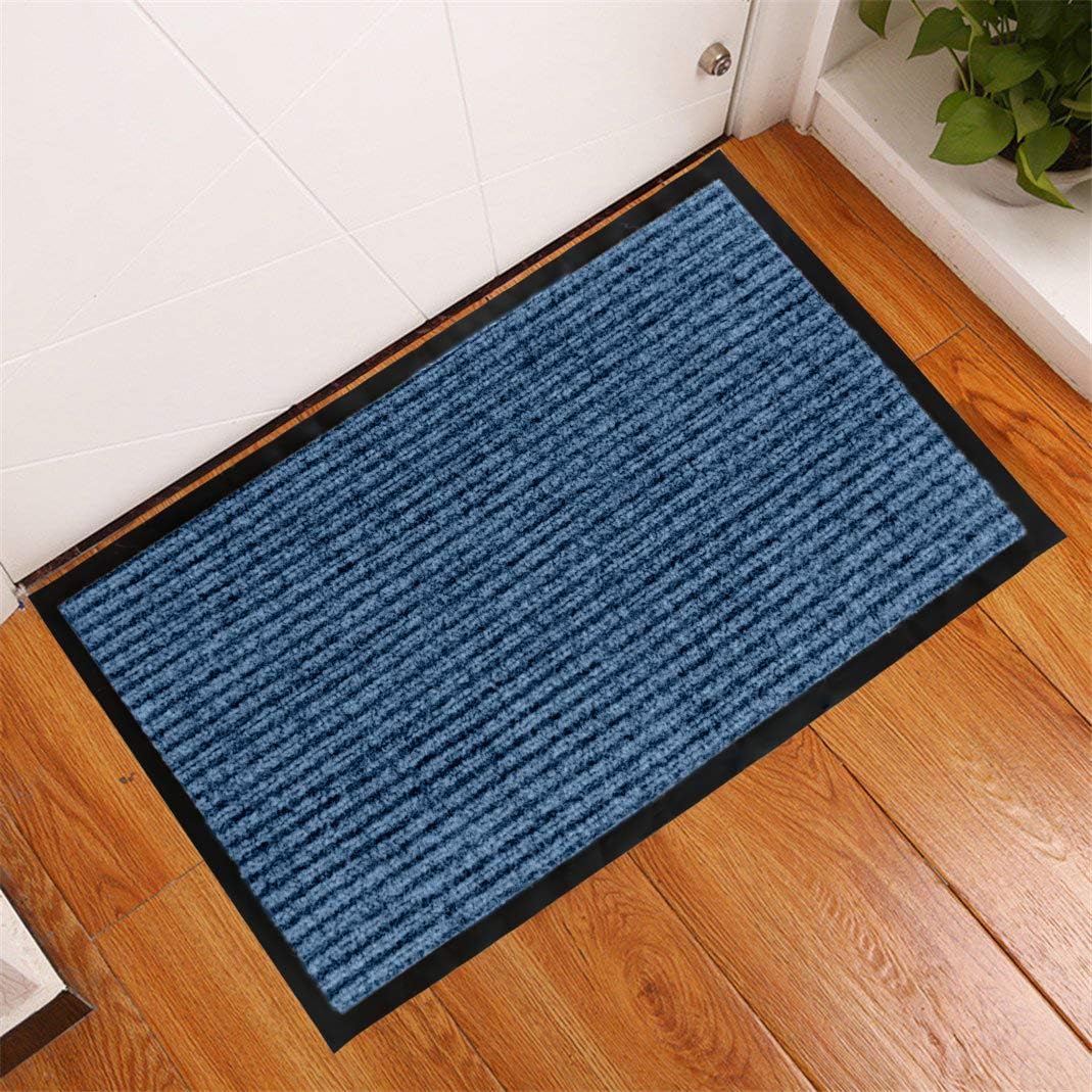 LuxUrux 2-Pack Striped Blue Door Mat - Heavy Duty, Waterproof, Low-Profile (17''x30'') - Indoor/Outdoor Mats for Entry, Patio, Garage - Easy to Clean, Ideal for High Traffic Areas.