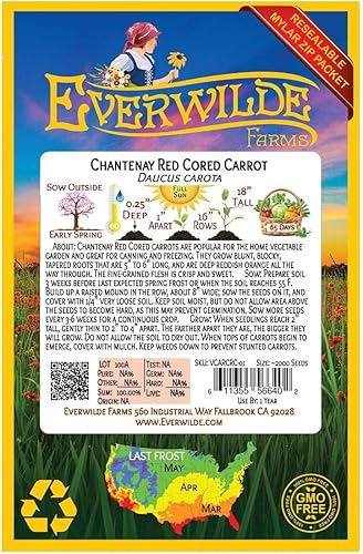 Miniatura 2 de Everwilde Farms - 2000 semillas de zanahoria con núcleo rojo Chantenay - Paquete de semillas jumbo Gold Vault
