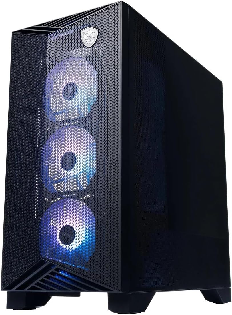 MSI Aegis ZS2 Gaming Desktop PC, front view with illuminated fans