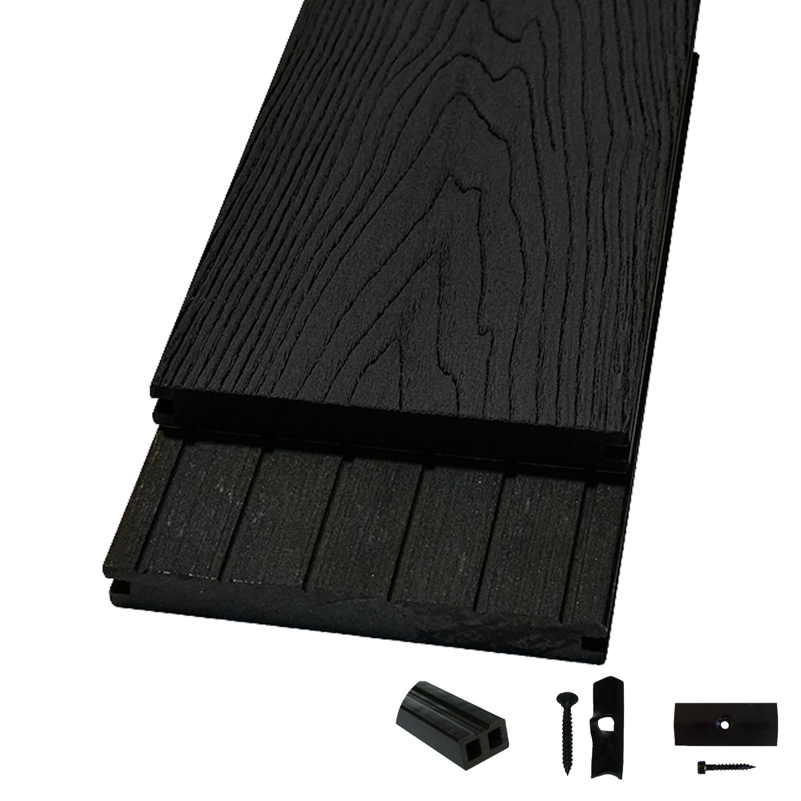 WoodoMalta Komplettset 2,4 m - Anthrazit - Terrassendiele - Massivdiele - Rutsch- & Wetterfest - Breite: 146 mm, Stärke: 18 mm - 15 m²