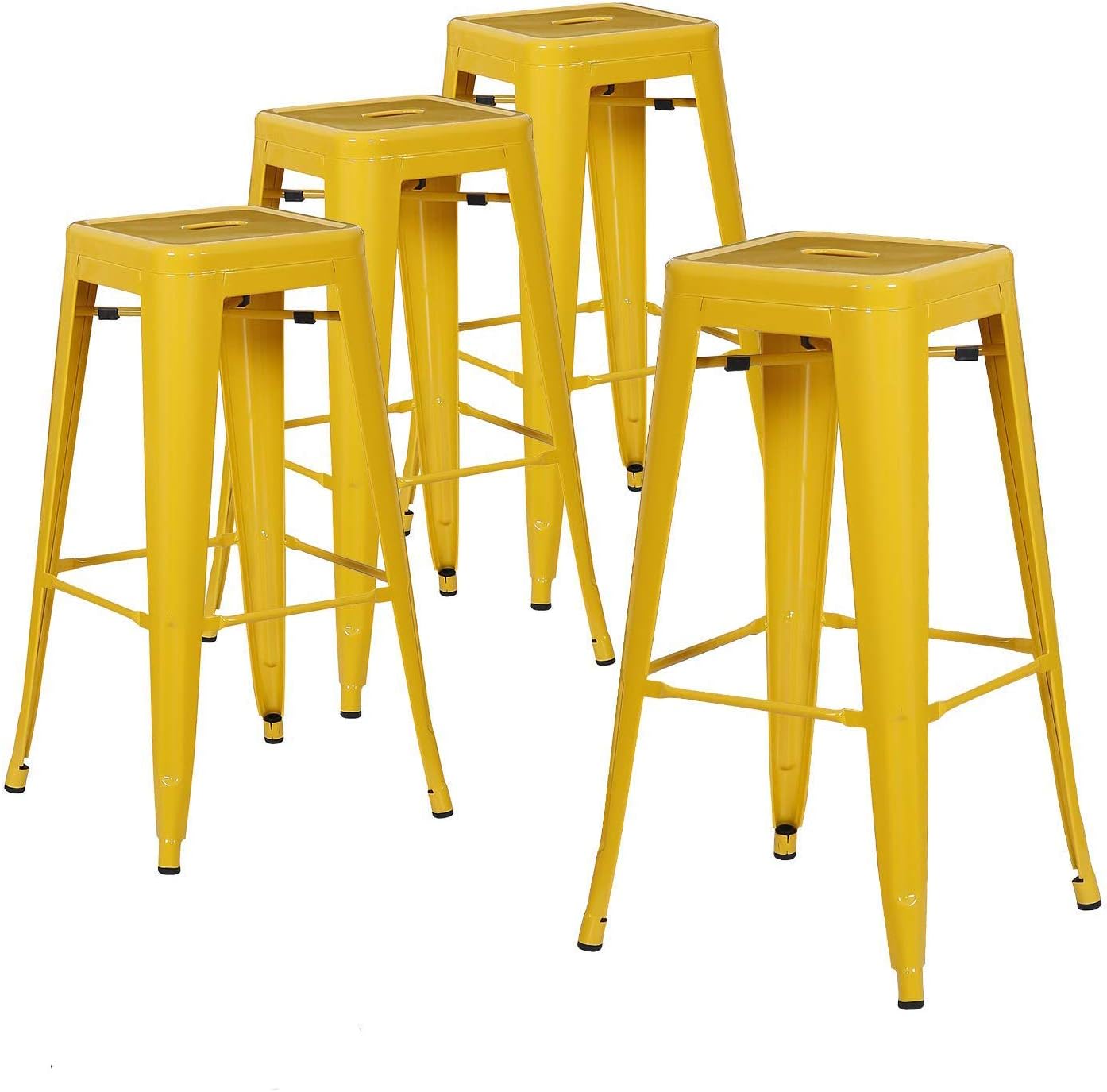 LCH 30" Metal Industrial Backless Bar Stools, Set of 4 Indoor/Outdoor Counter