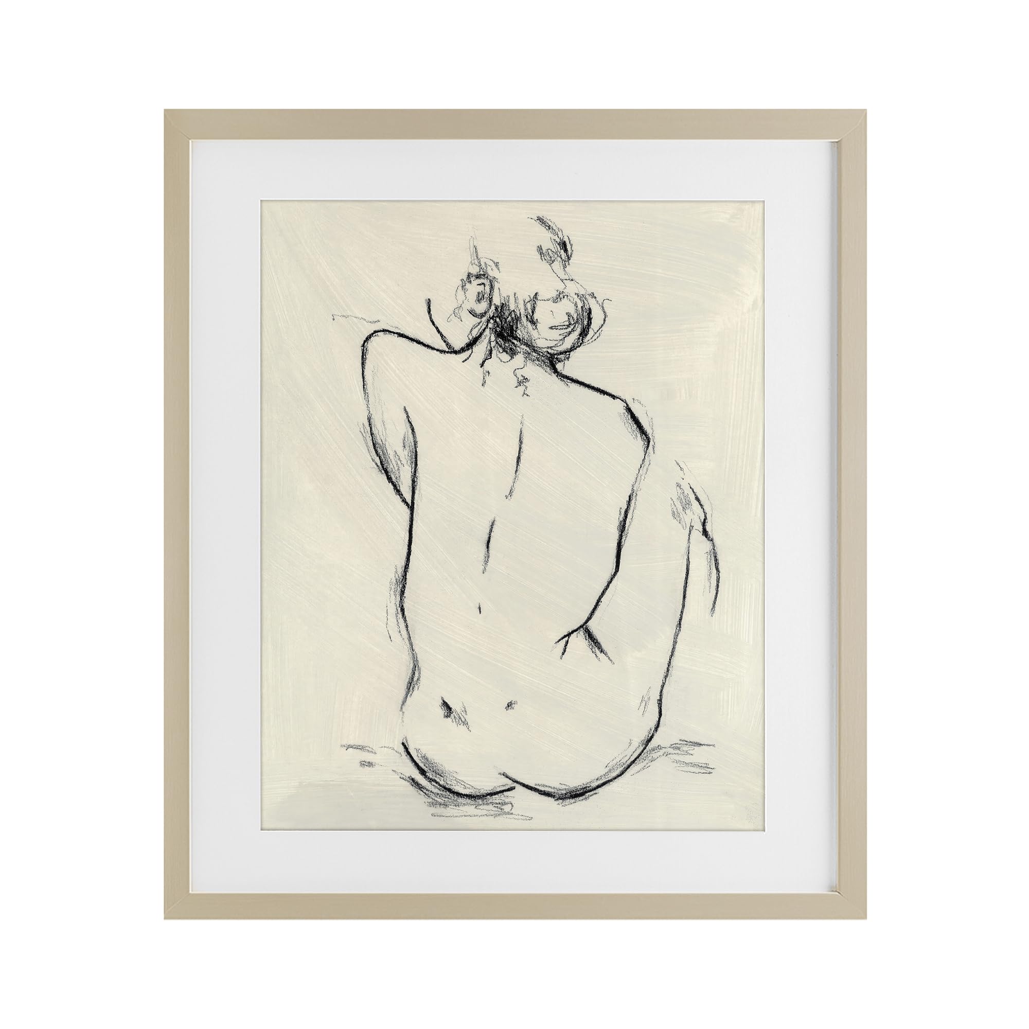 Stupell Industries 'Nude Sitting Study', Framed Print Under Glass, Brown, 17 x 21 Inches, Easy to Hang and Sturdy, Made in USA, by Chloe Elliot