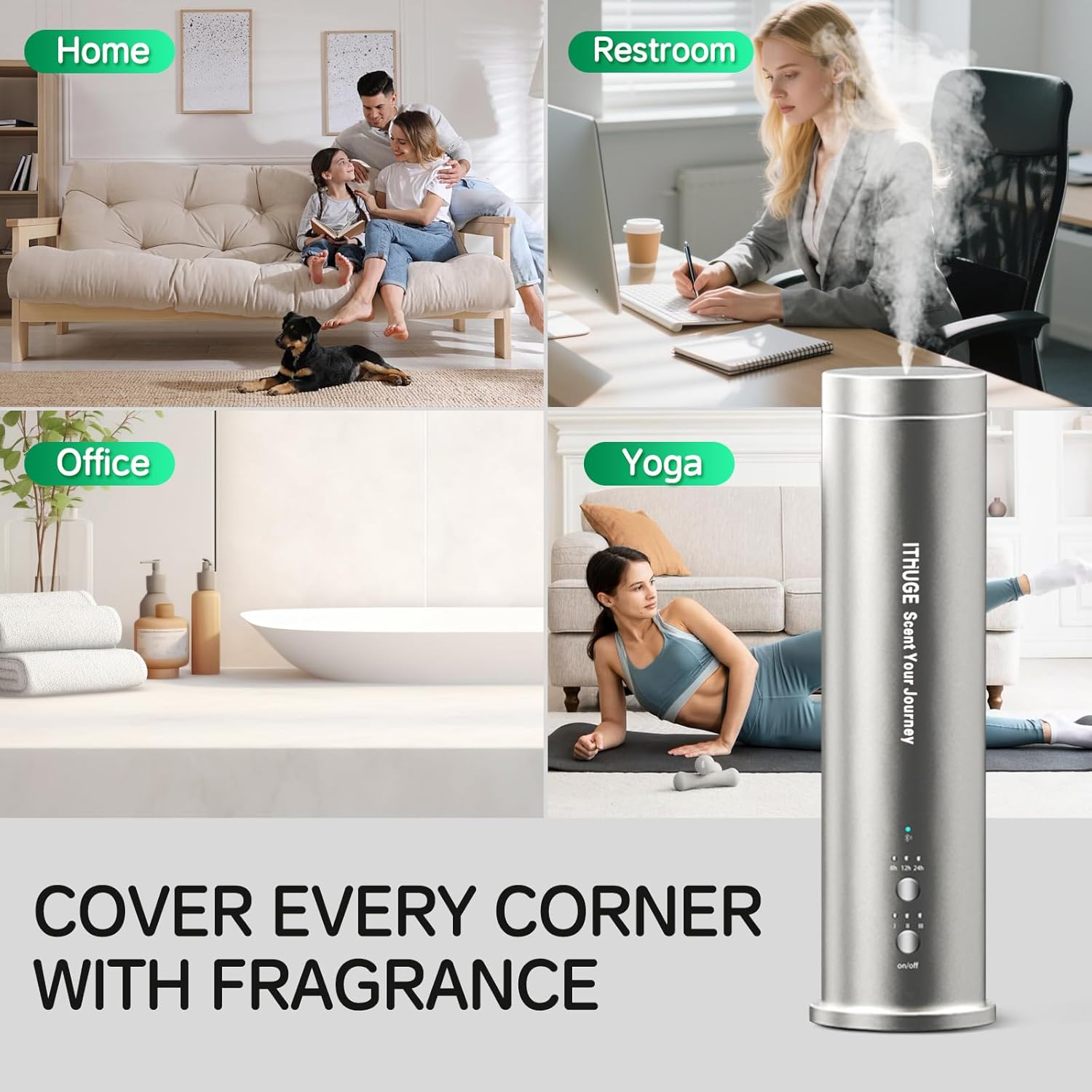 Waterless Essential Oil Diffuser, Portable Nebulizer with 3 Intensity Levels, Battery Powered for Car Home Office (M202S)