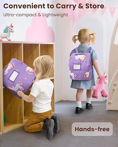 Miniatura 3 de Primlect - Tapete para siesta para bebé con almohada extraíble y manta de franela, bolsa de dormir portátil para niños, fácil de enrollar, lavable,