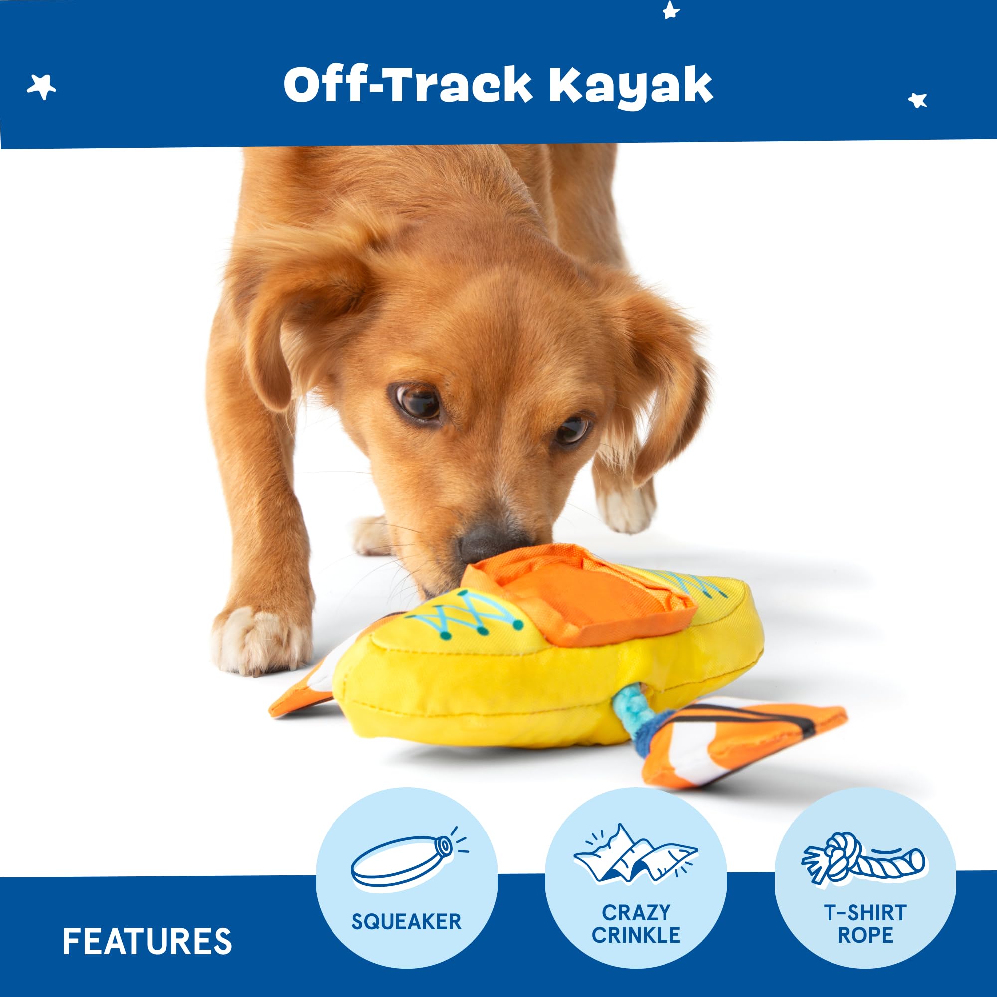 BARK Dog Toy Off Track Kayak Squeaky Plush Toy for Dogs Crazy Crinkle & Packed with Fluff - Image 4