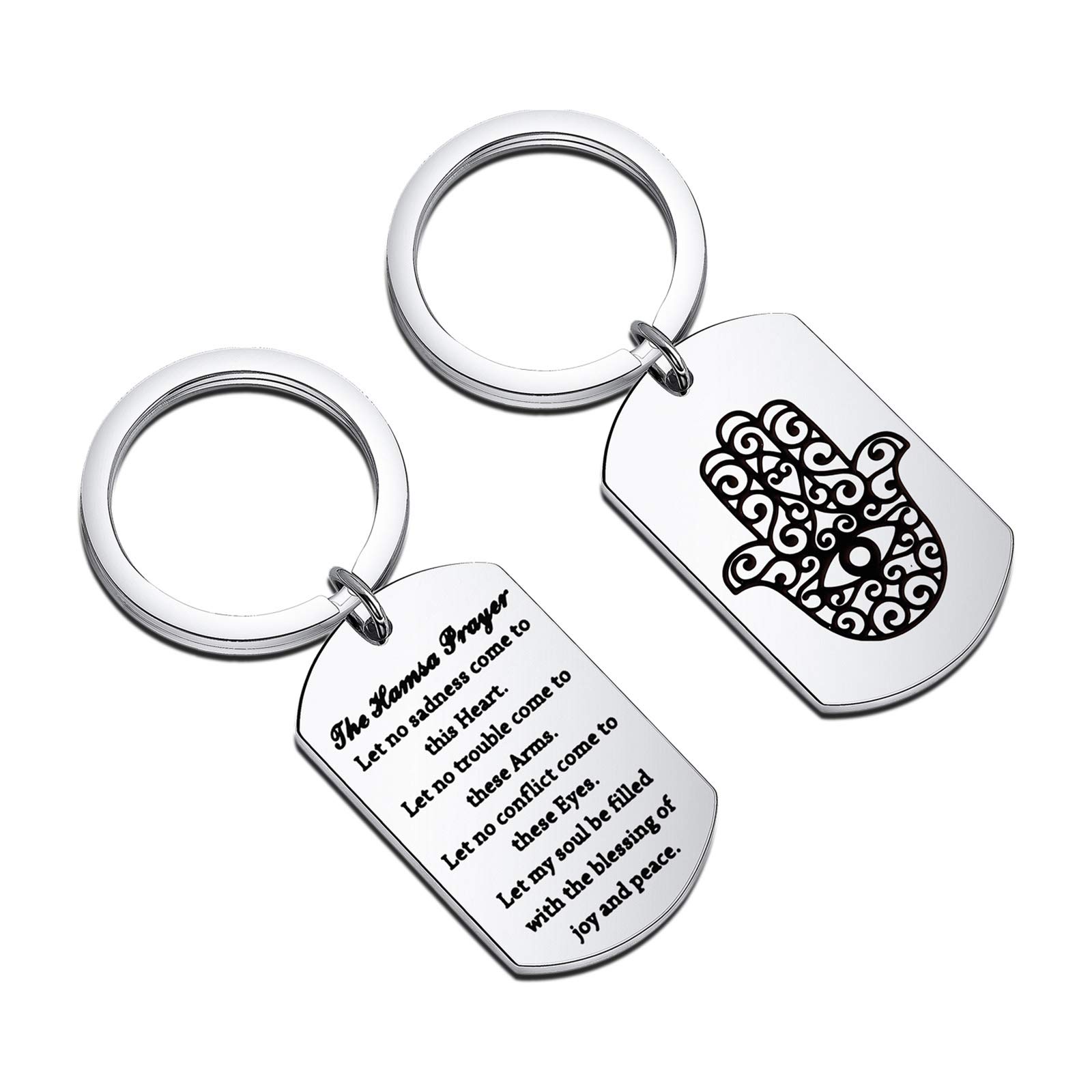 GzrlyfHand of Hamsa Keychain Let No Sadness Come to This Heart Hamsa Prayer Gifts