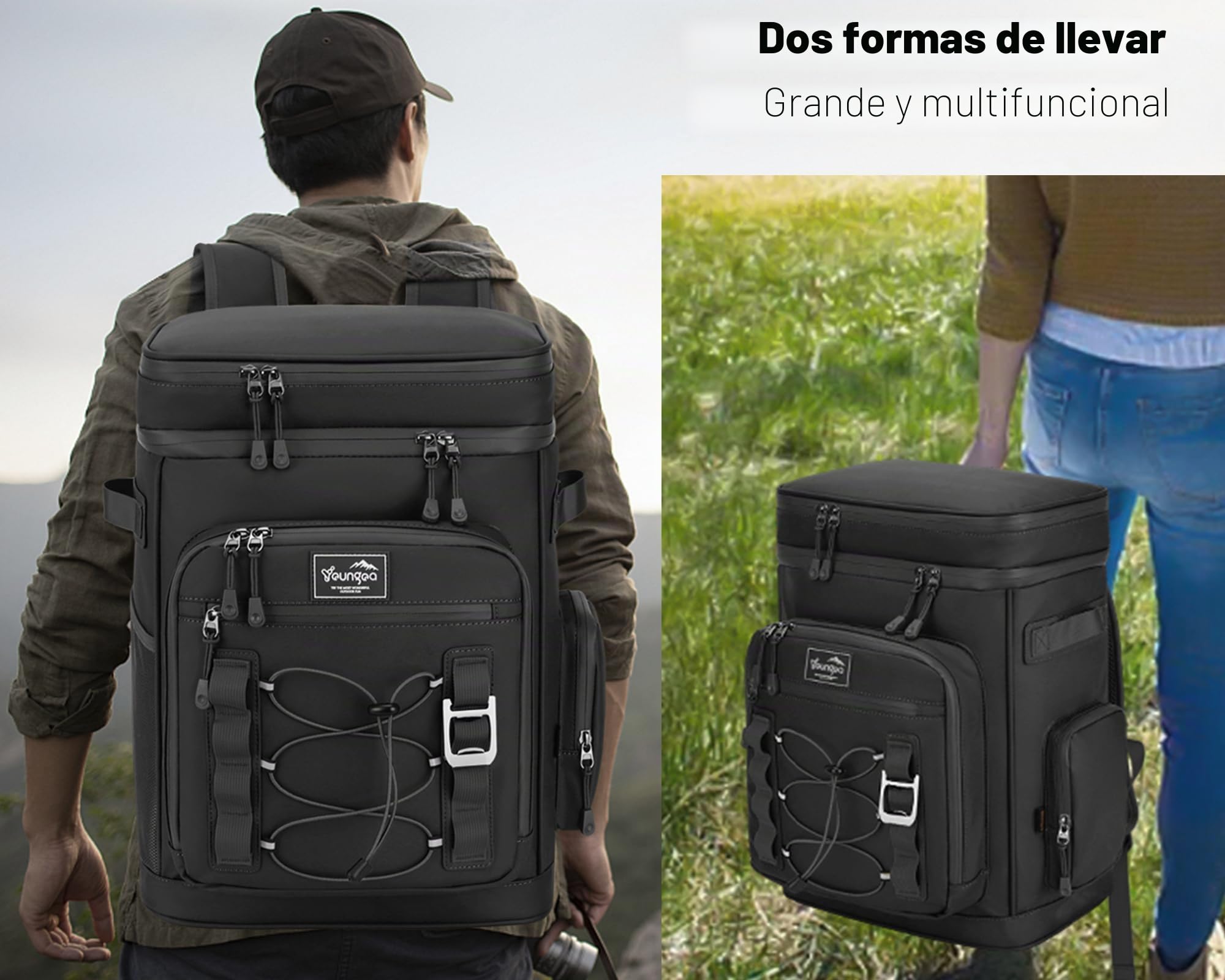 Mochila Nevera Isotermica, 30L Grande Bolsa Termica Impermeable para Picnic, Playa, Camping, Barbacoa, Negro