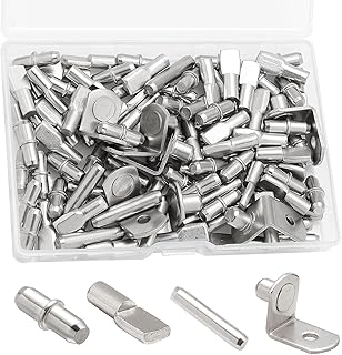 Veiwonat 104 Pcs Shelf Pegs Kit, Upgraded Shelf Pins 4 Styles, 5mm & 1/4inch Nickel Shelf Support Pegs, Cabinet Shelf Pegs for Shelves, Shelf Support for Bookshelf Kitchen Cabinet Shelf Pegs.