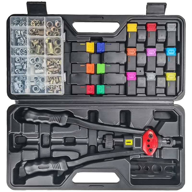 Kit de Rebitador de Porca com Alavanca DKwoeshg de 40,6 cm com Indicador Visual de Curso e 15 Mandris